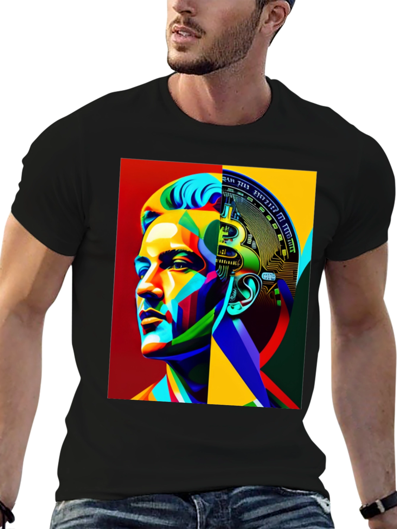 Bitcoin Brain Graphic Black T-Shirt