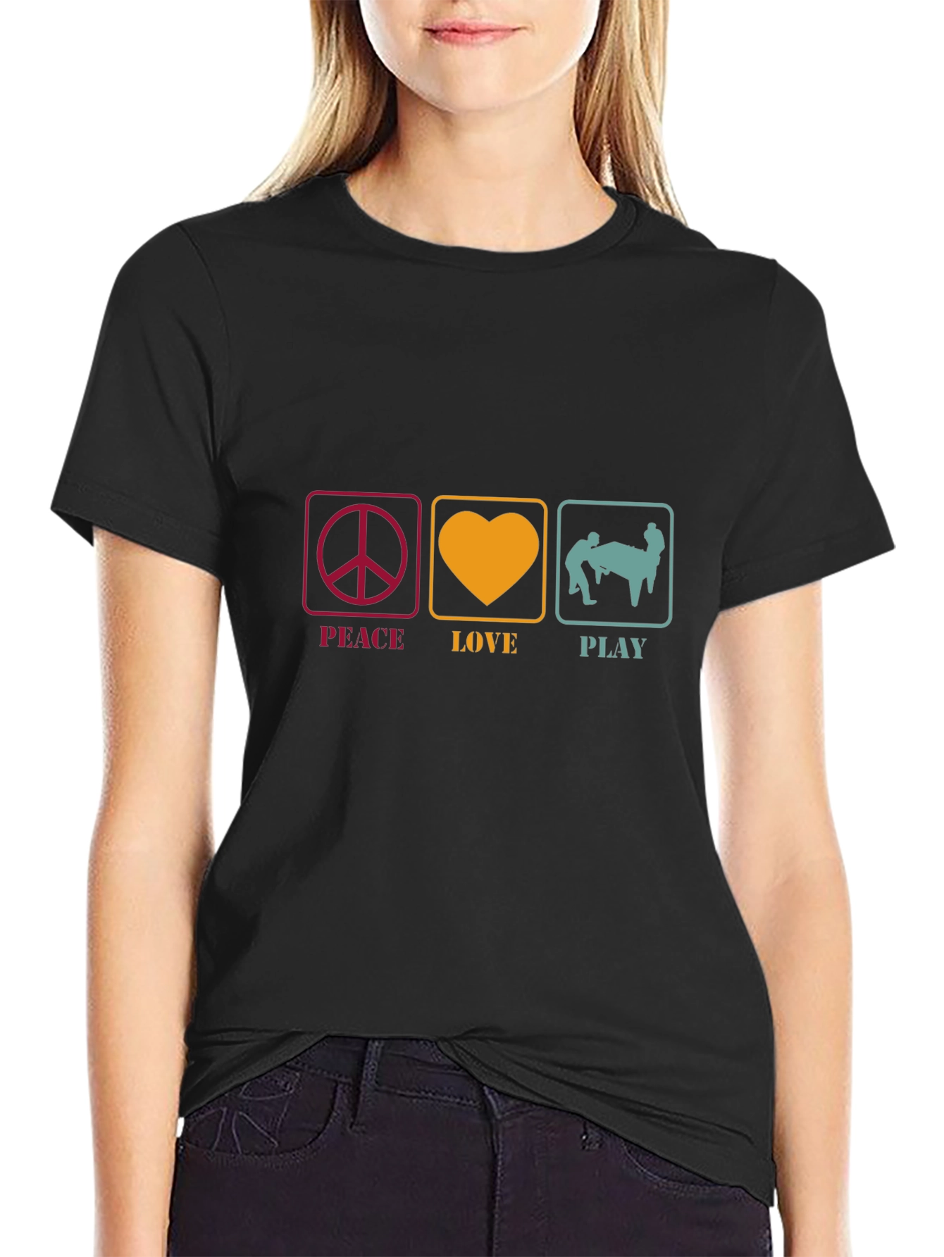 Peace Love Play Graphic Tee - Fun Design!