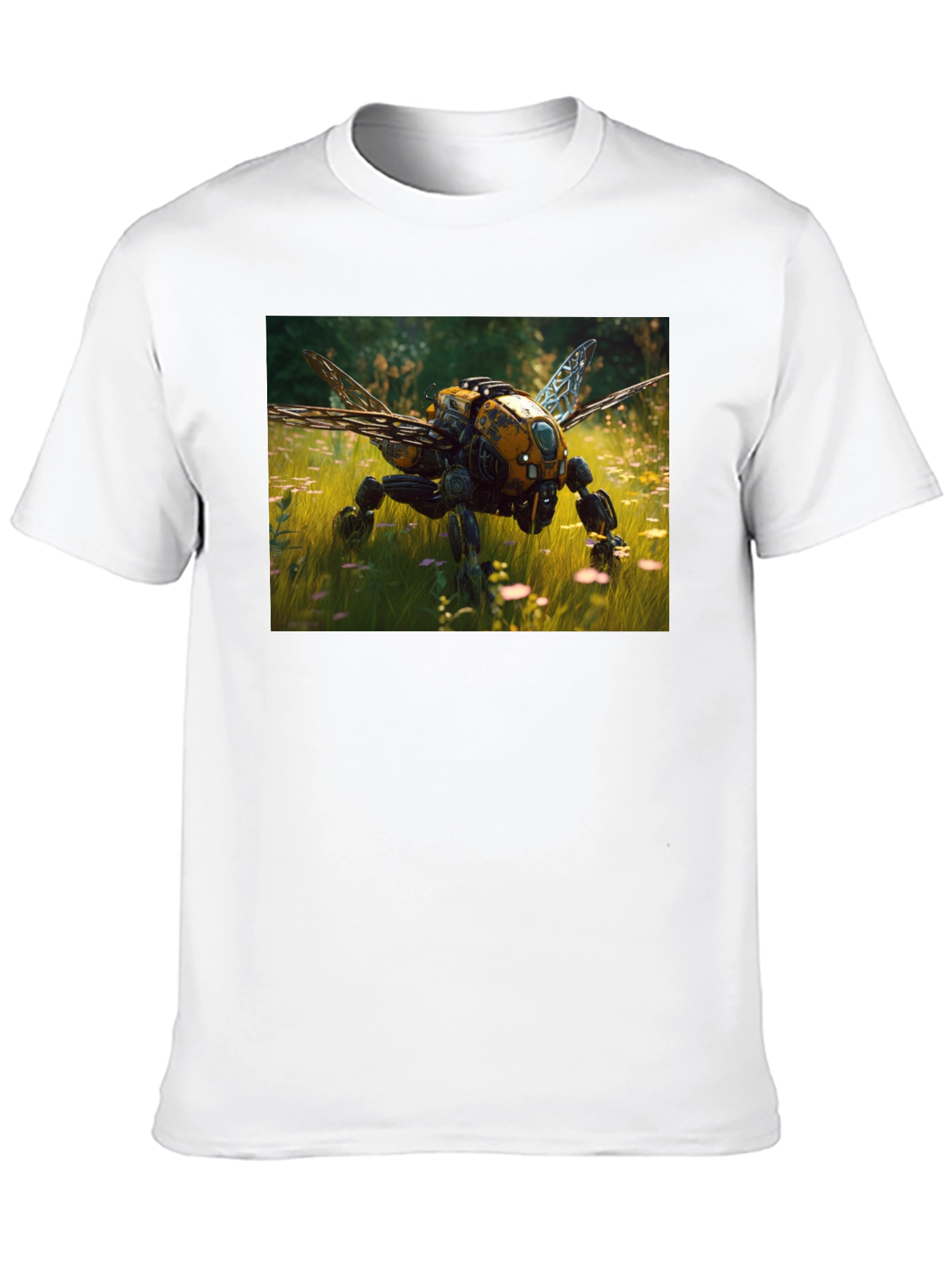 Robot Bee Graphic T-Shirt - Black