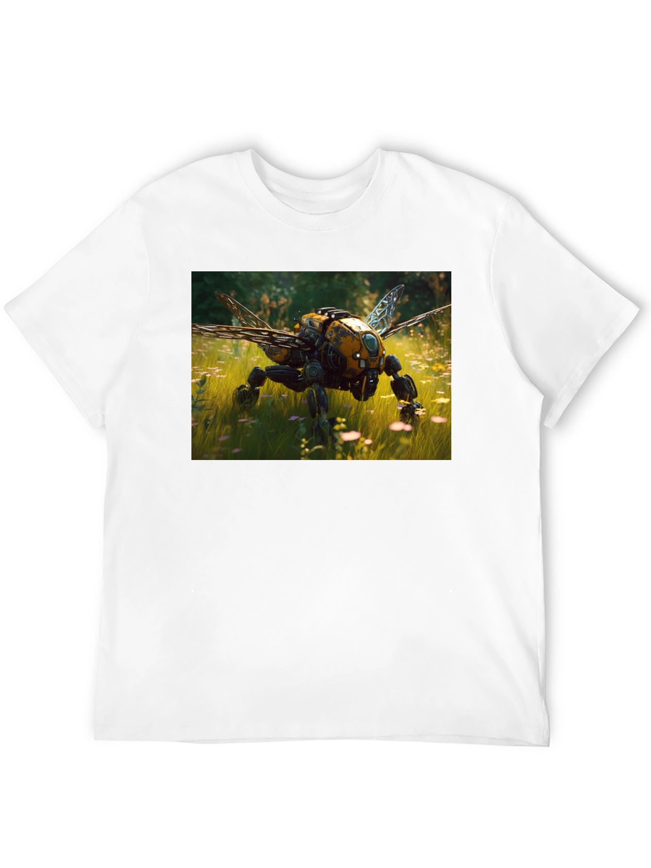 Robot Bee Graphic T-Shirt - Black