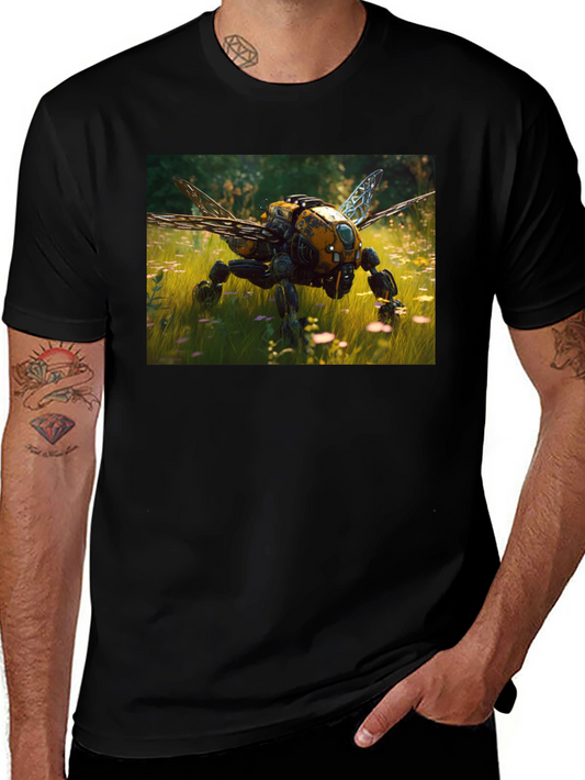 Robot Bee Graphic T-Shirt - Black