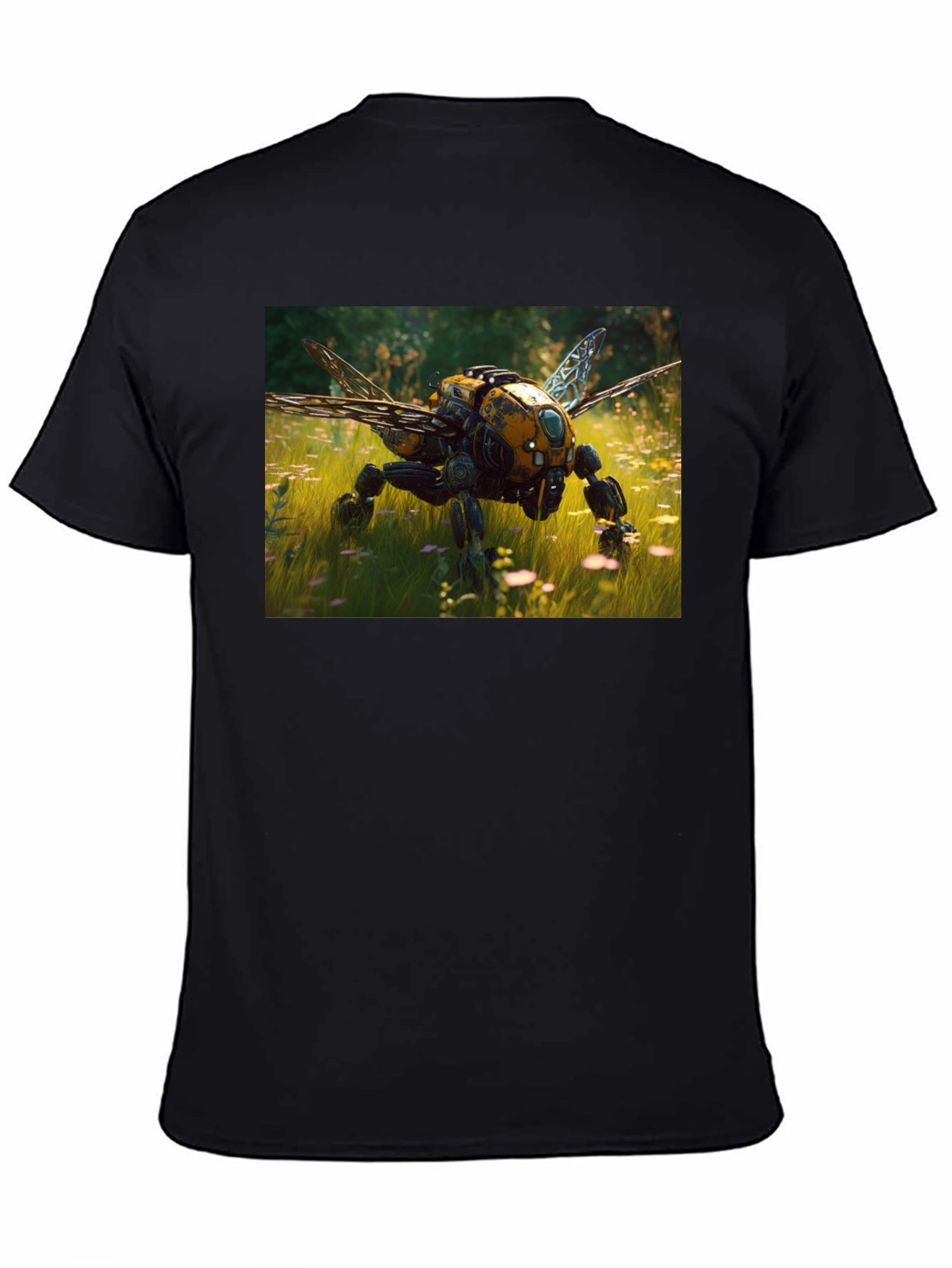 Robot Bee Graphic T-Shirt - Black