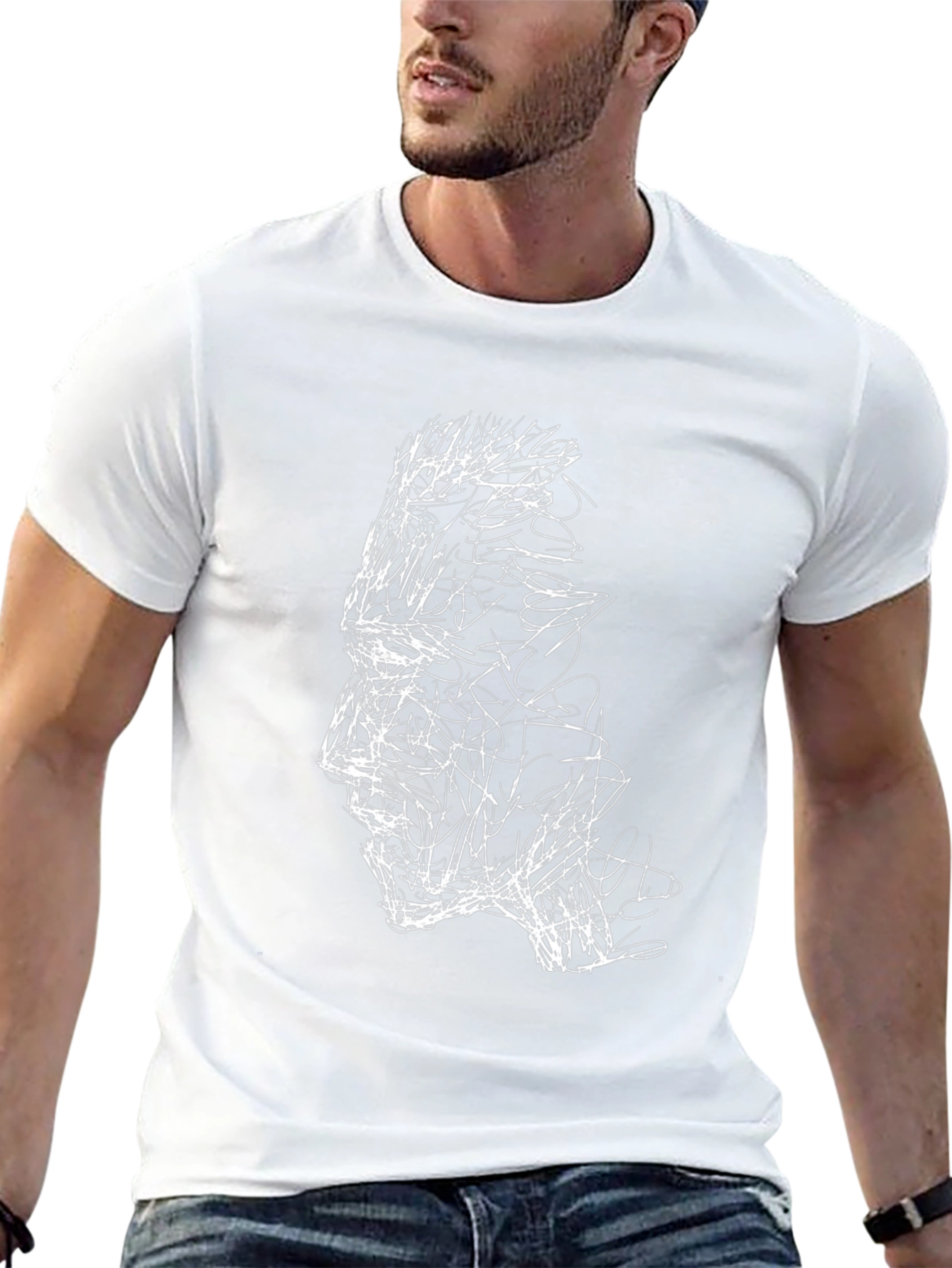 Abstract Face Graphic Tee - Stylish Black T-Shirt