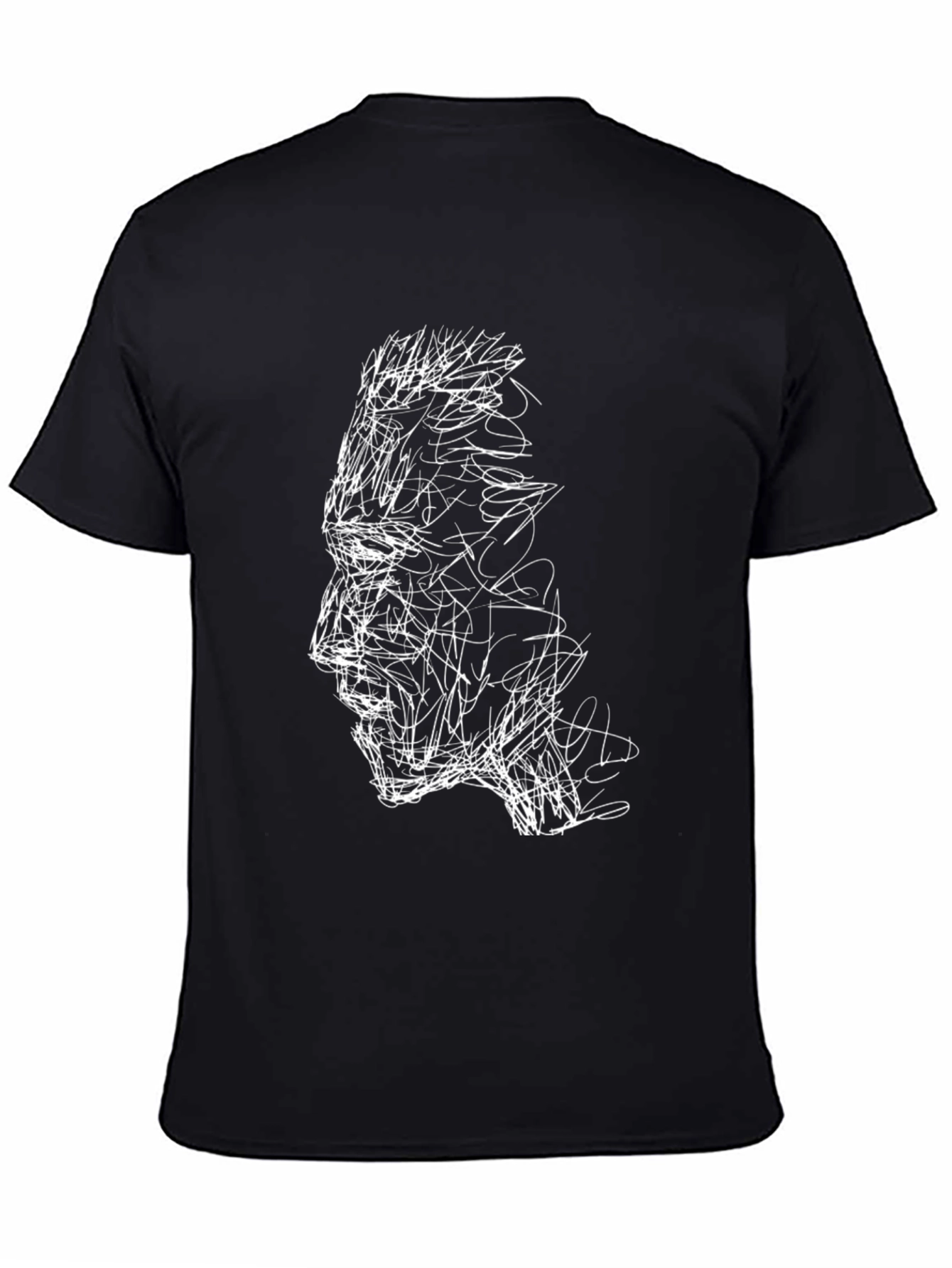 Abstract Face Graphic Tee - Stylish Black T-Shirt