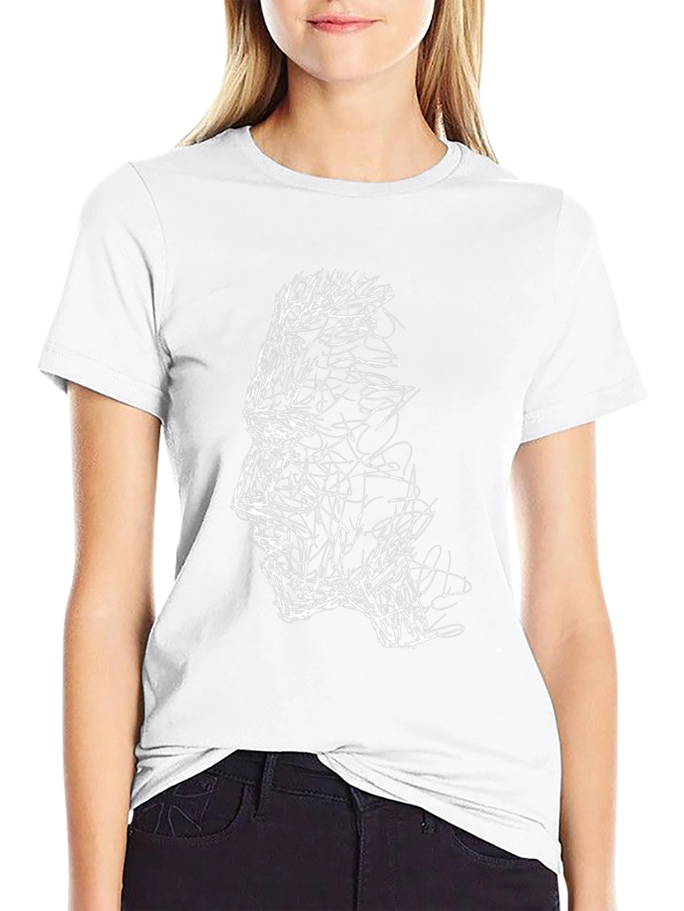 Abstract Face Graphic Tee - Stylish Black T-Shirt