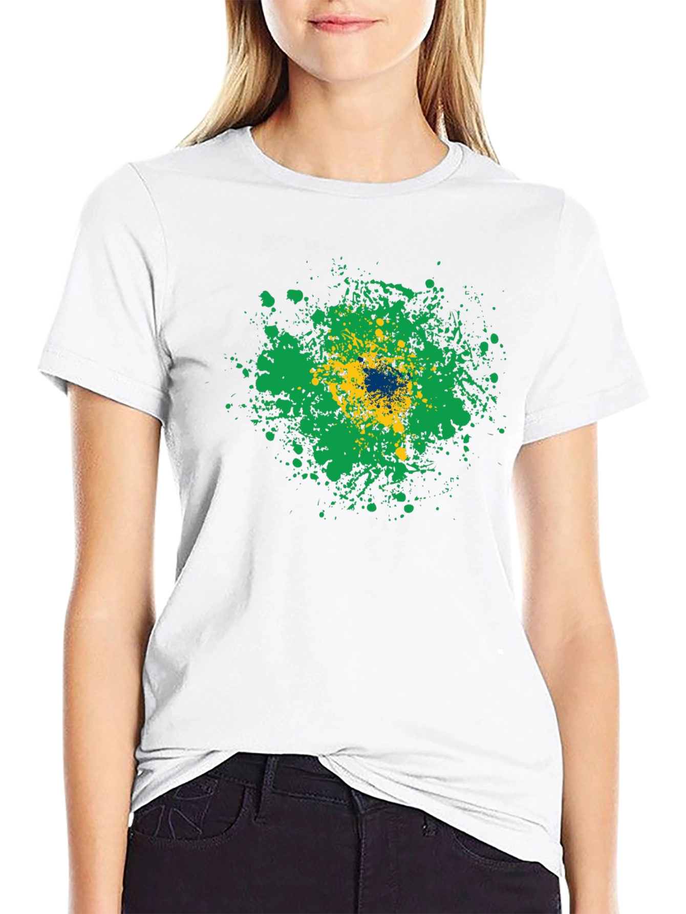 Brazil Flag Splatter Graphic T-Shirt