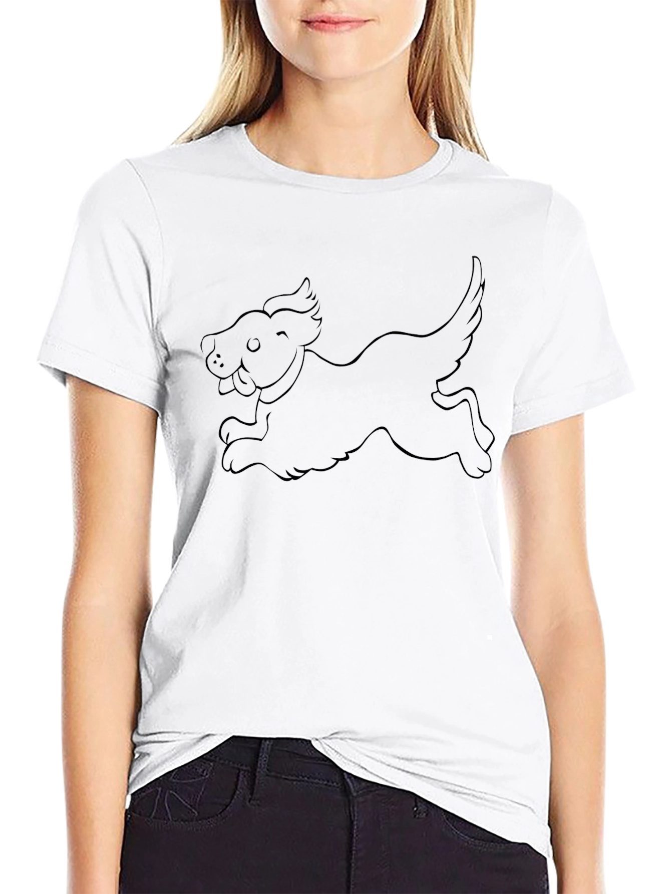 Dog Outline Graphic Black T-Shirt