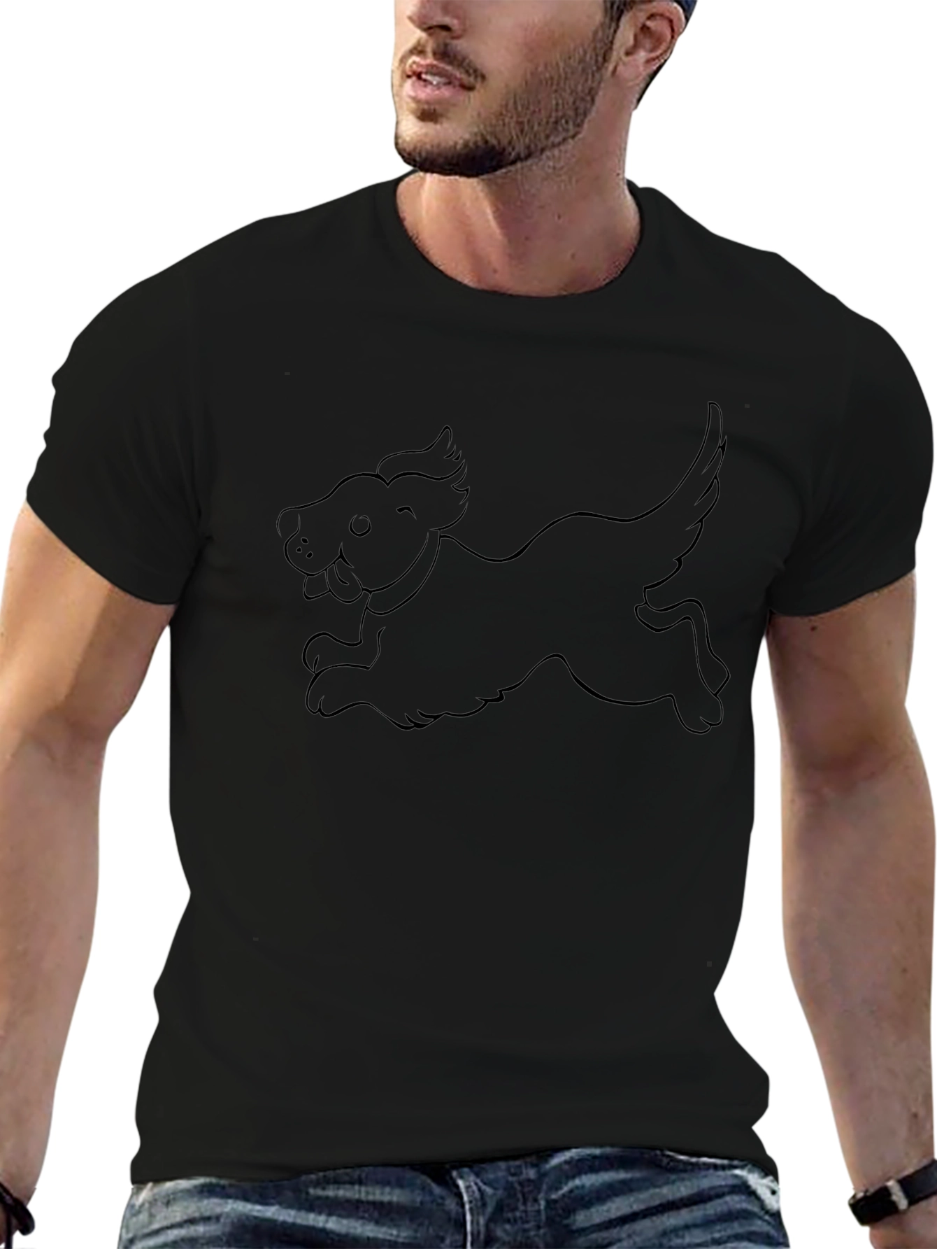 Dog Outline Graphic Black T-Shirt