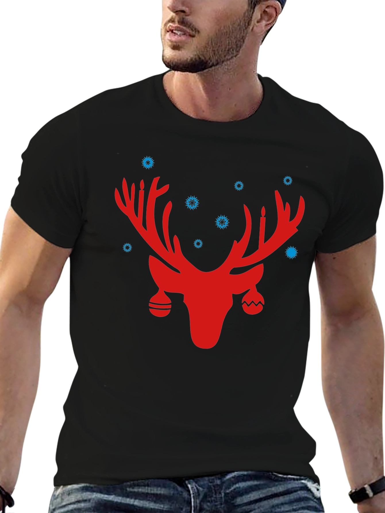 Festive Reindeer Graphic Tee - Holiday Cheer!