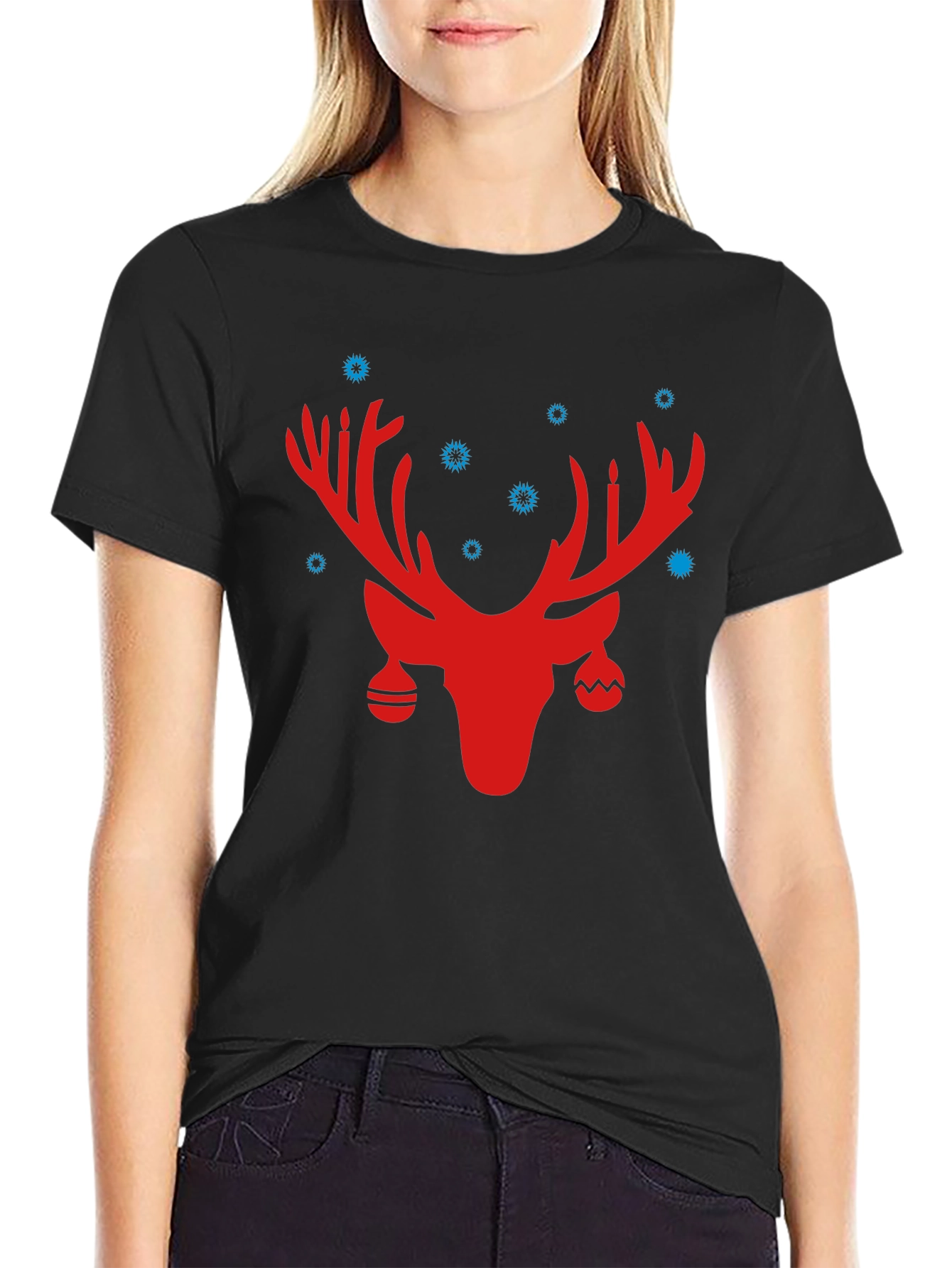 Festive Reindeer Graphic Tee - Holiday Cheer!