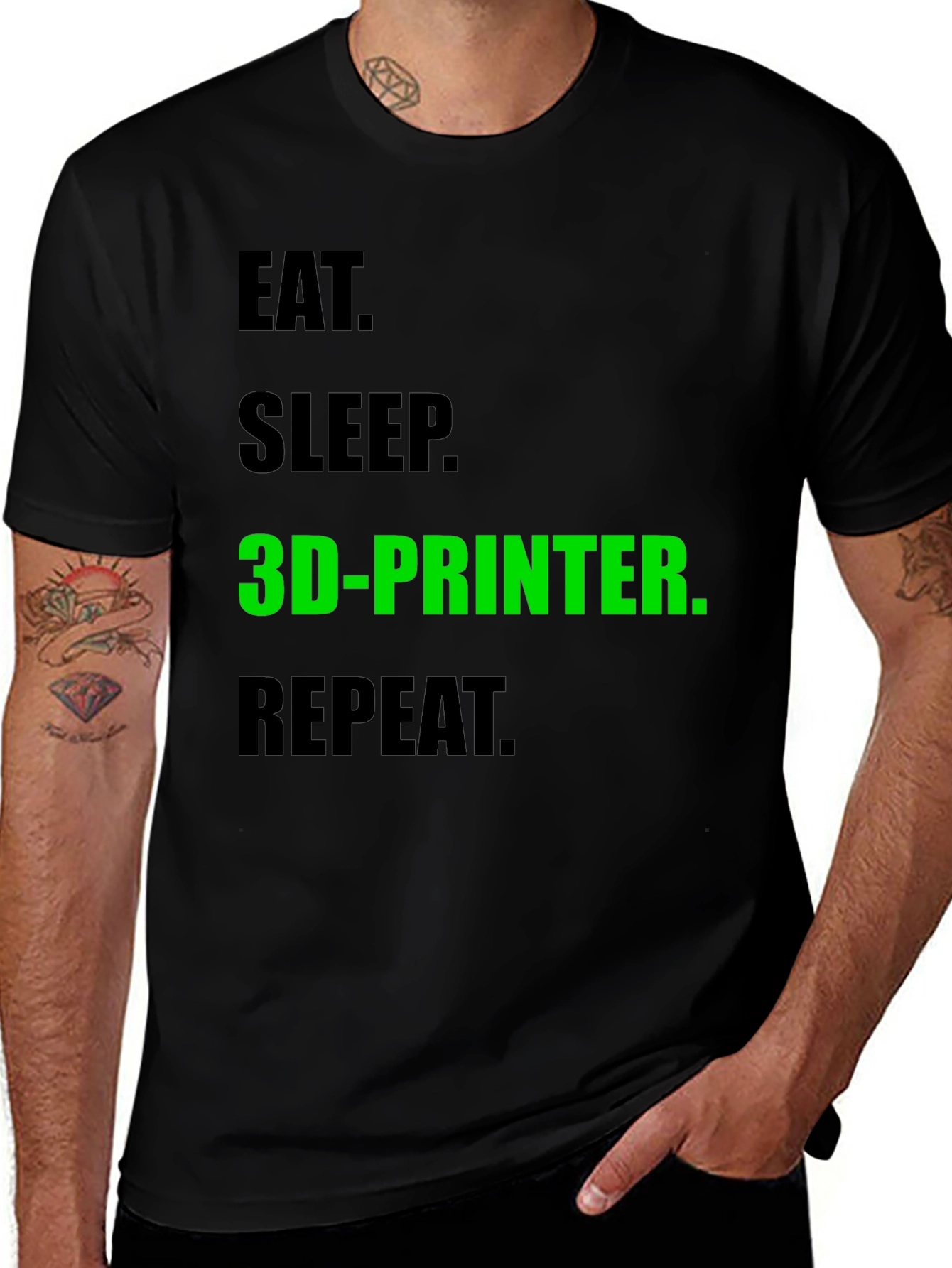 Eat Sleep 3D-Printer Repeat Black T-Shirt