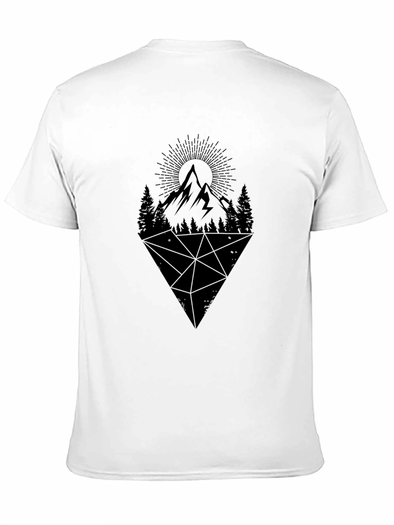 Geometric Mountain Graphic Tee - Black