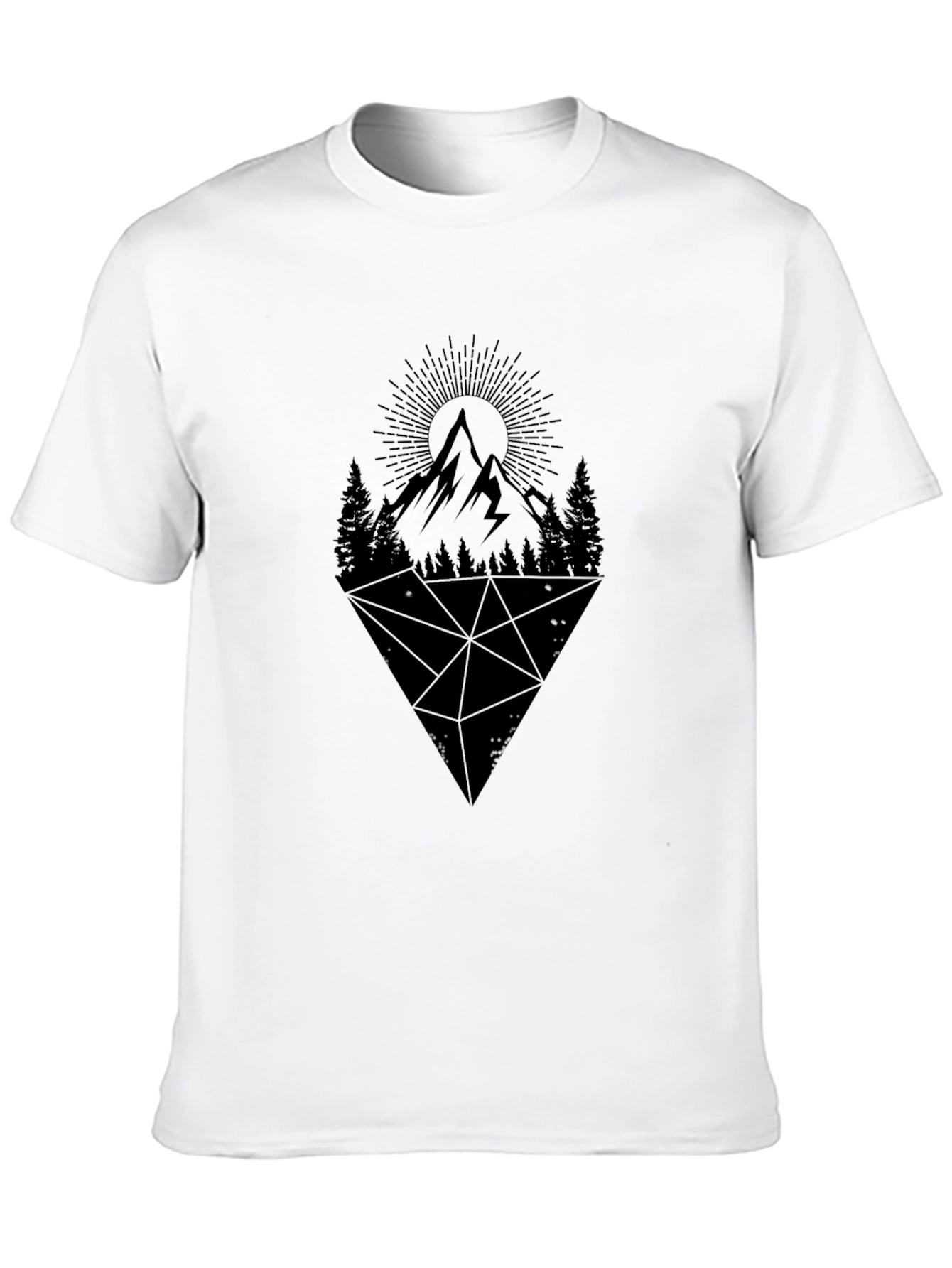 Geometric Mountain Graphic Tee - Black