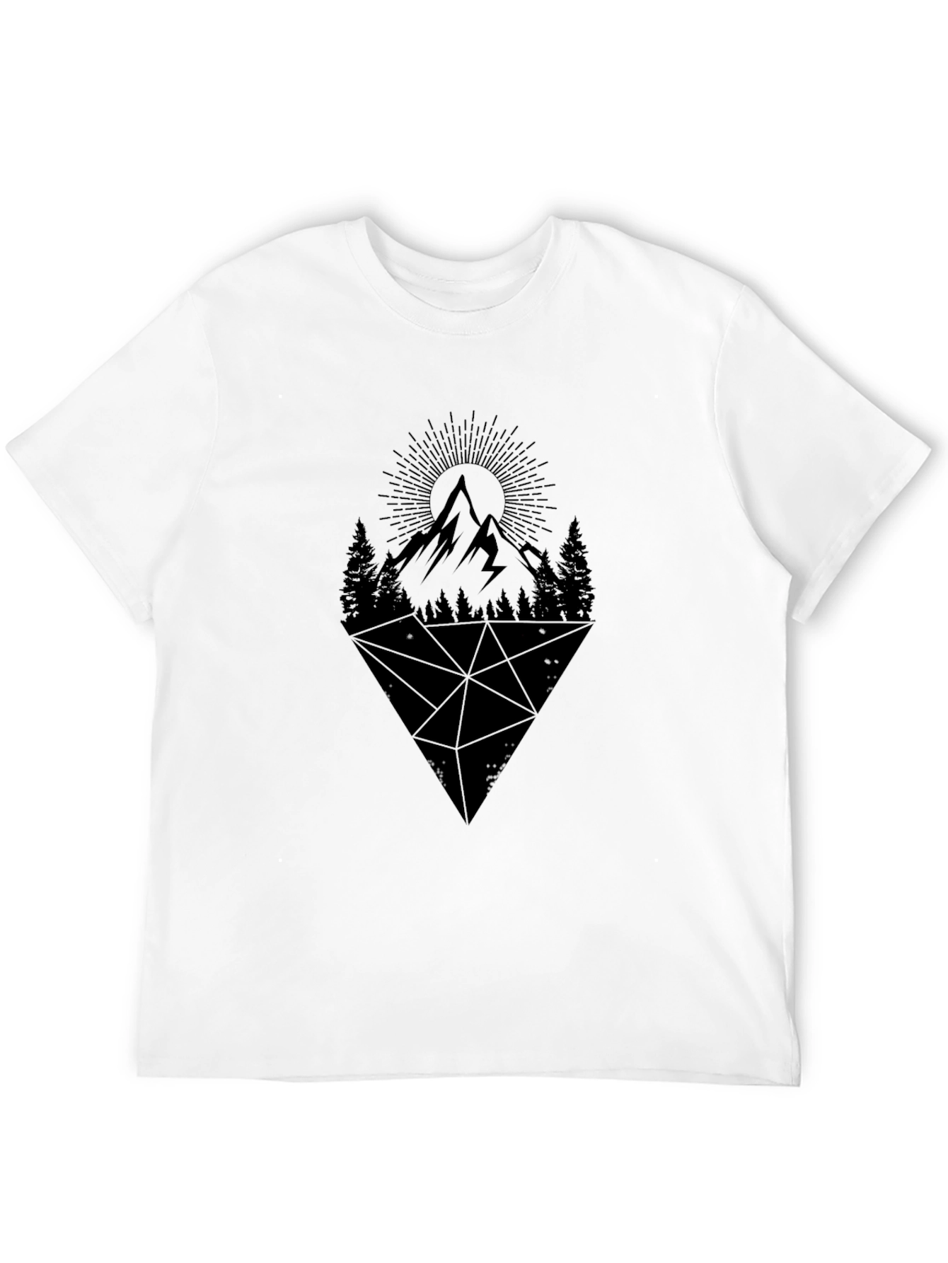 Geometric Mountain Graphic Tee - Black