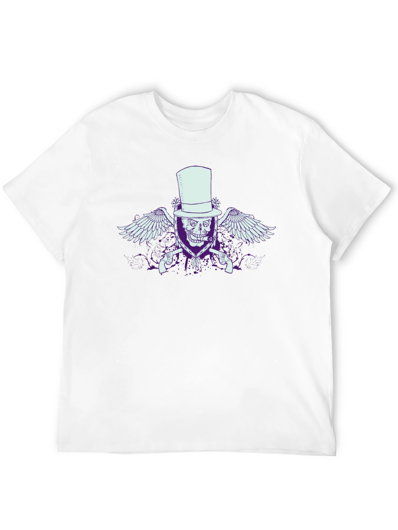 Skull & Guns Graphic T-Shirt - Top Hat Design