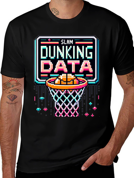 Slam Dunking Data Pixel Art T-Shirt
