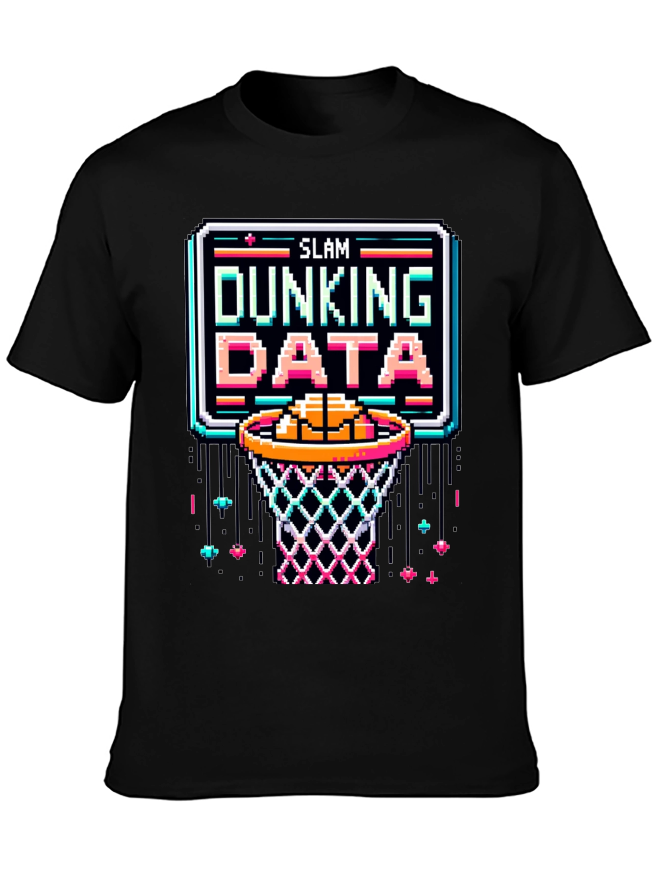 Slam Dunking Data Pixel Art T-Shirt