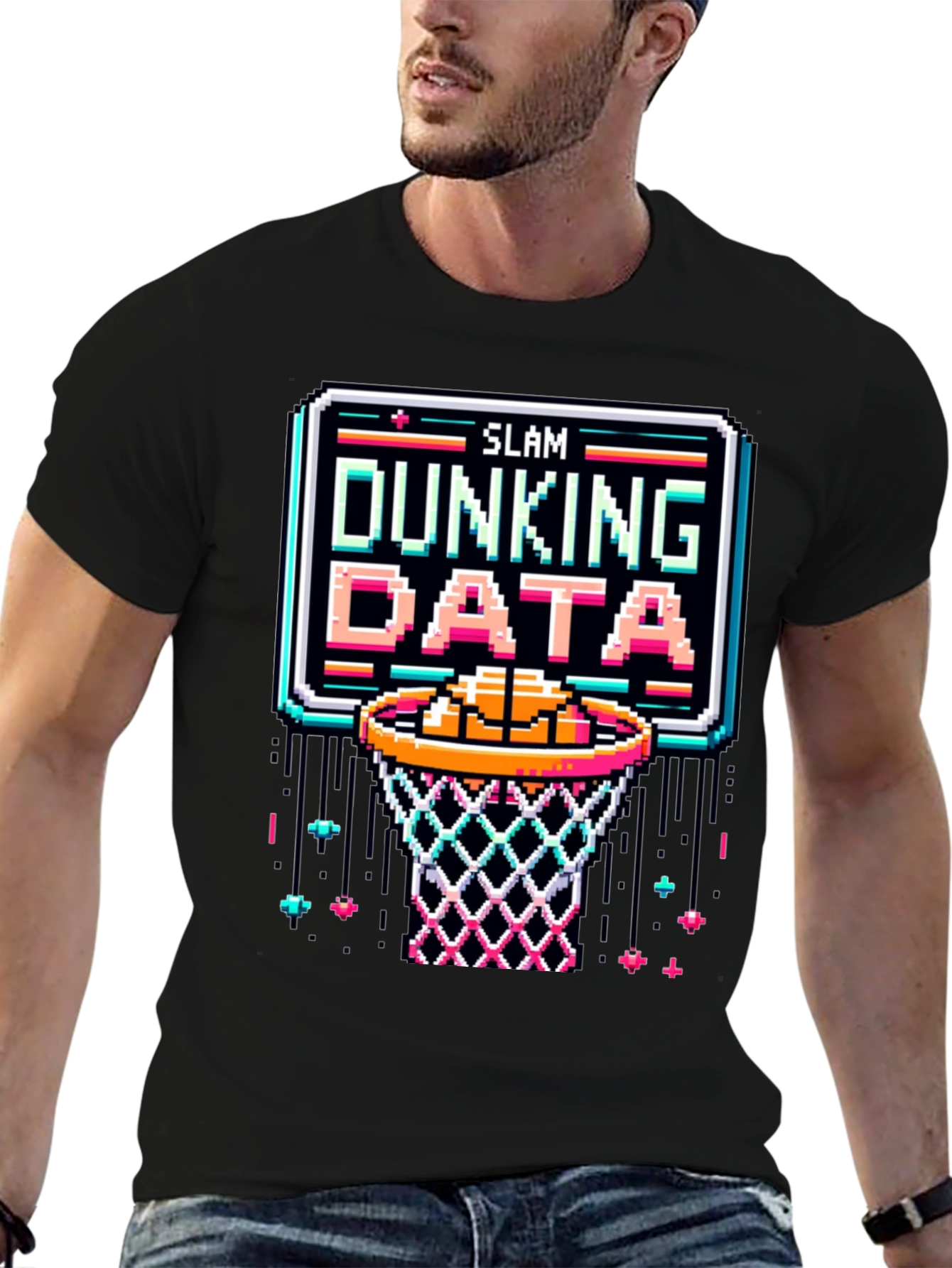 Slam Dunking Data Pixel Art T-Shirt