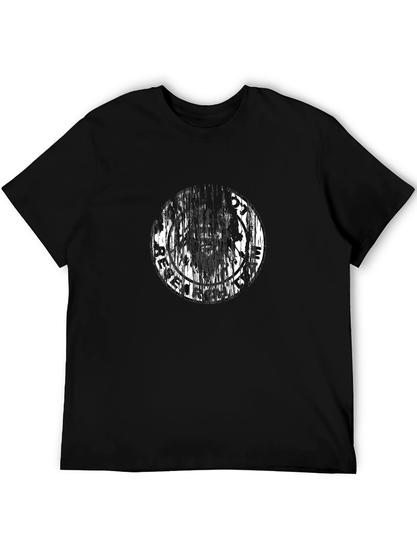 Distressed Graphic Tee - Black Cotton T-Shirt