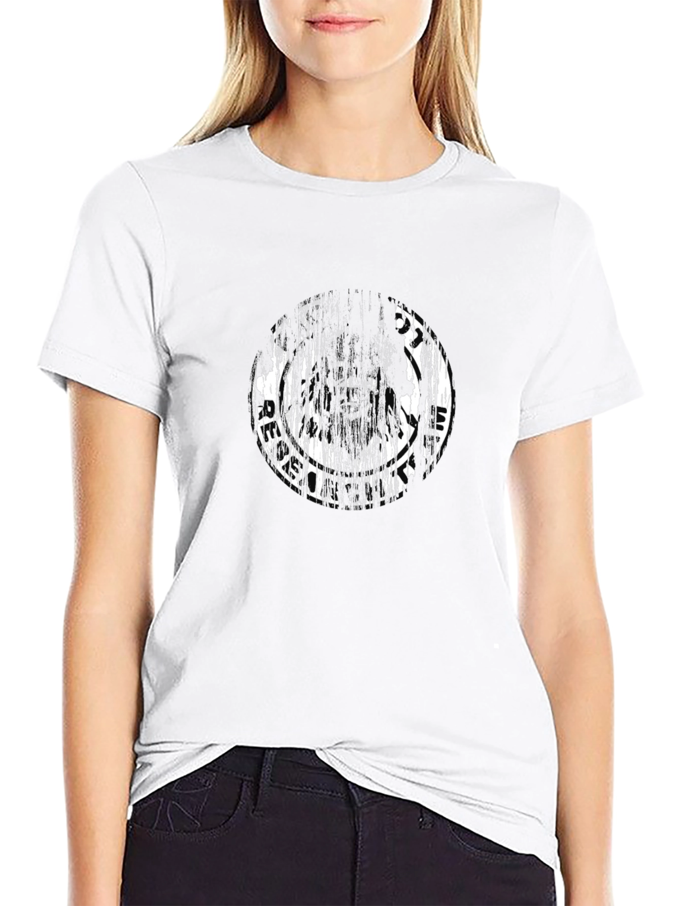 Distressed Graphic Tee - Black Cotton T-Shirt