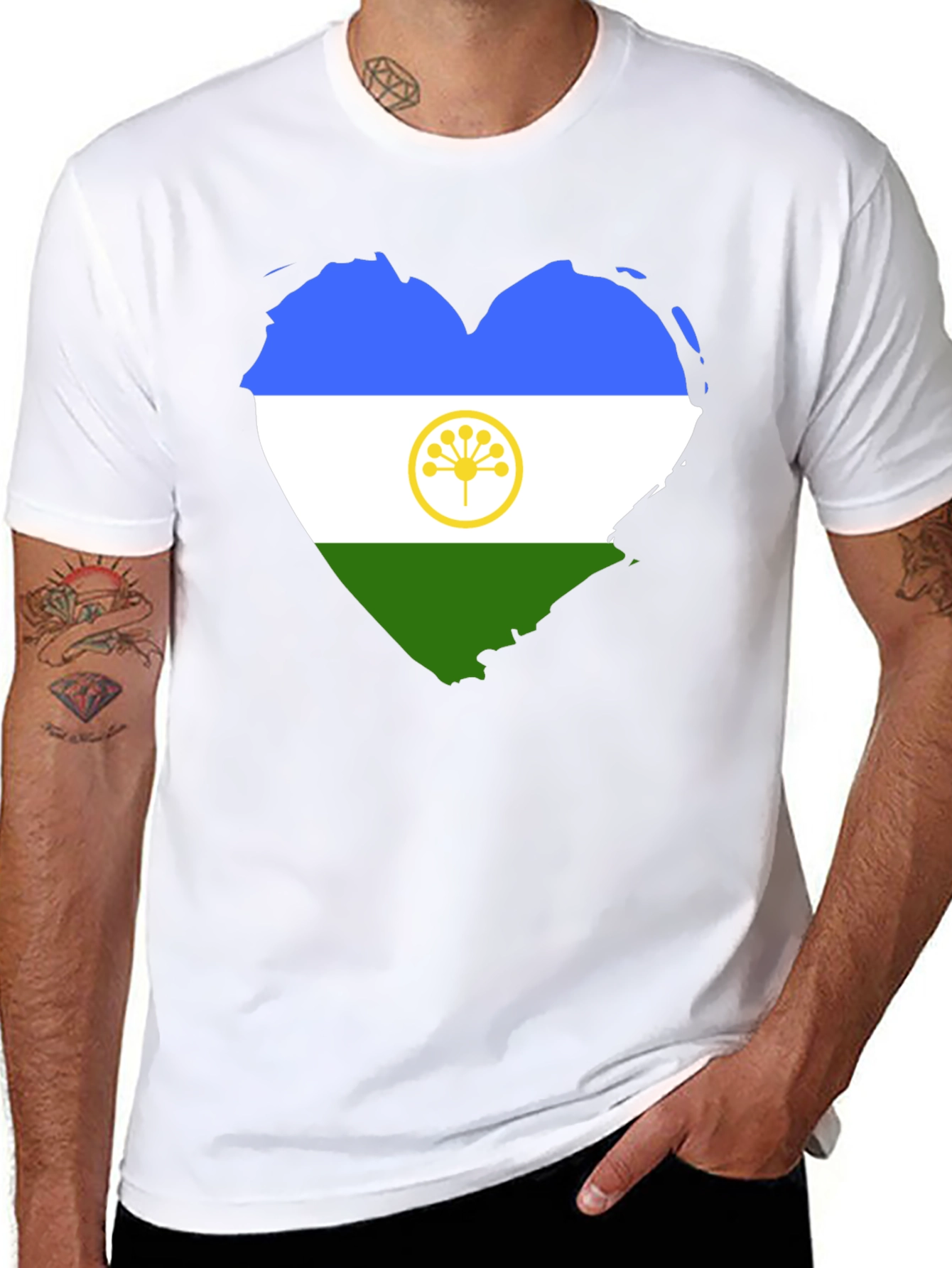 Adyghe Flag Heart T-Shirt - Soft Cotton Tee