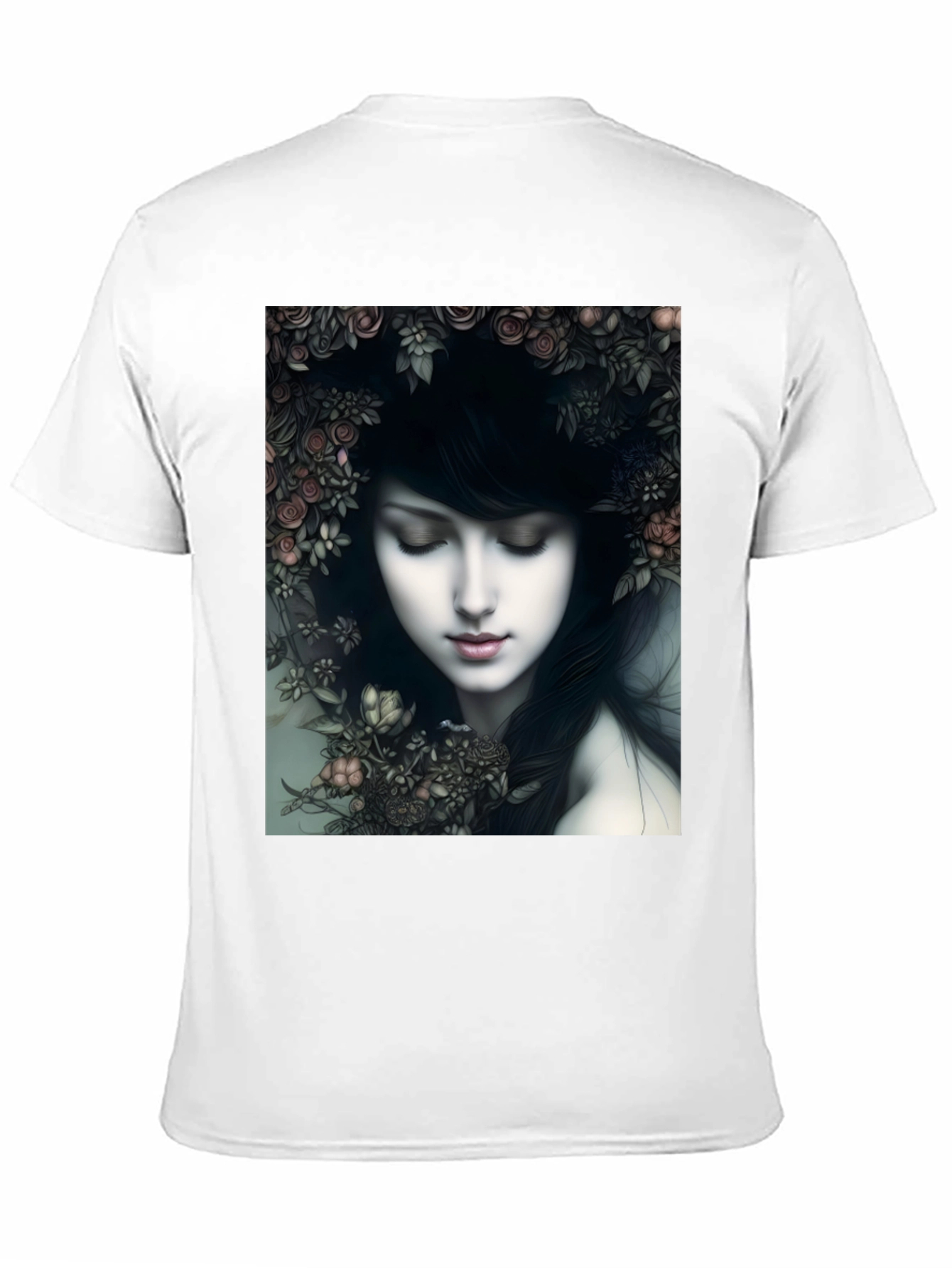 Floral Woman Graphic Black T-Shirt