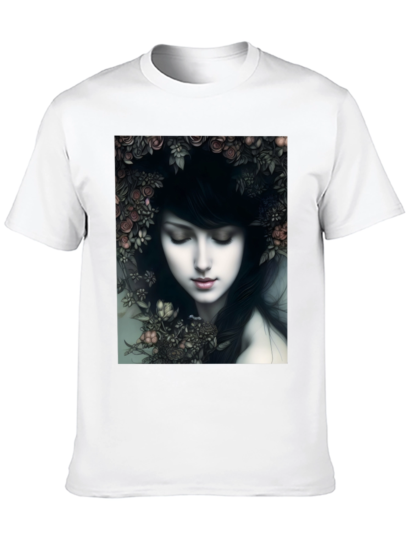 Floral Woman Graphic Black T-Shirt