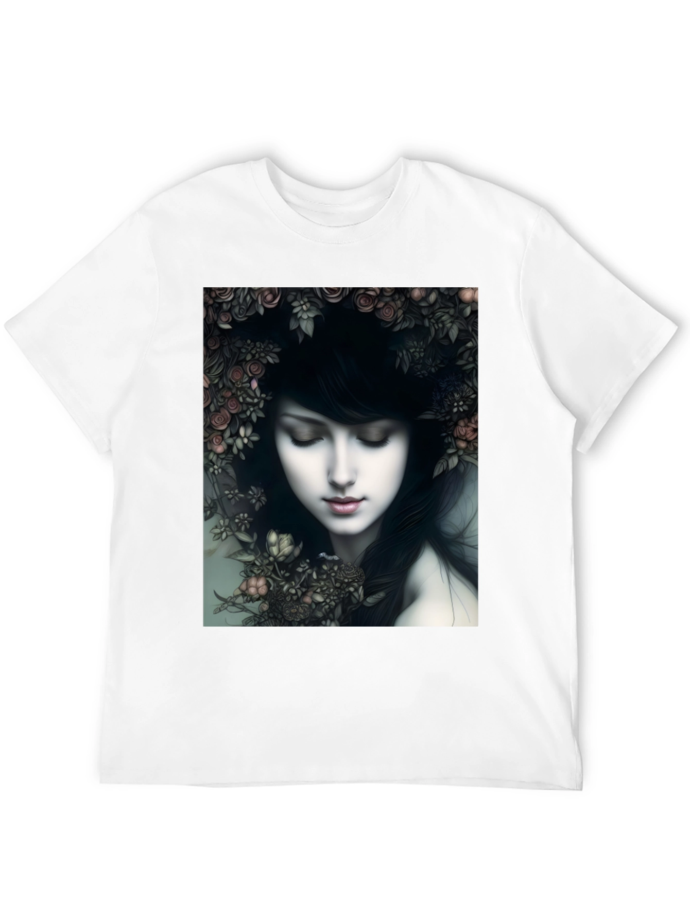 Floral Woman Graphic Black T-Shirt