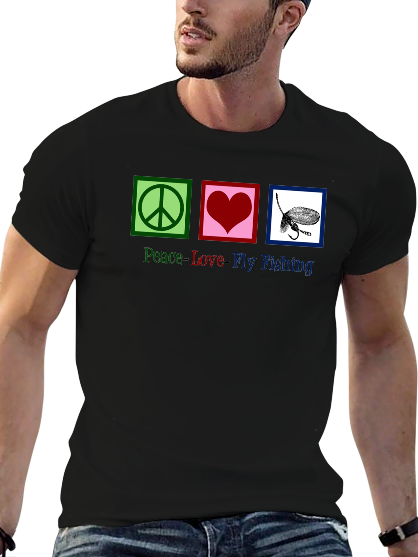 Peace Love Fly Fishing Graphic T-Shirt