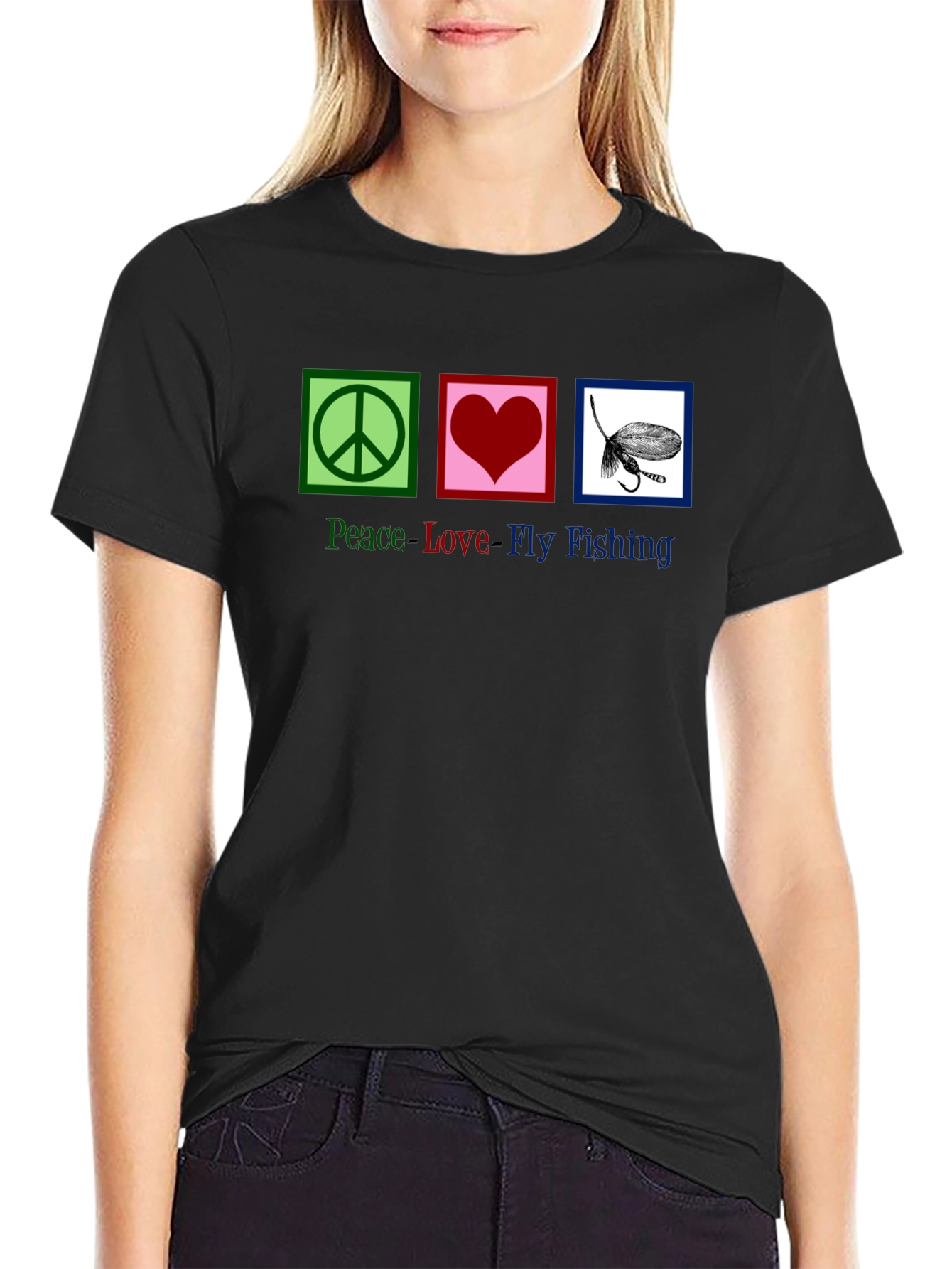 Peace Love Fly Fishing Graphic T-Shirt