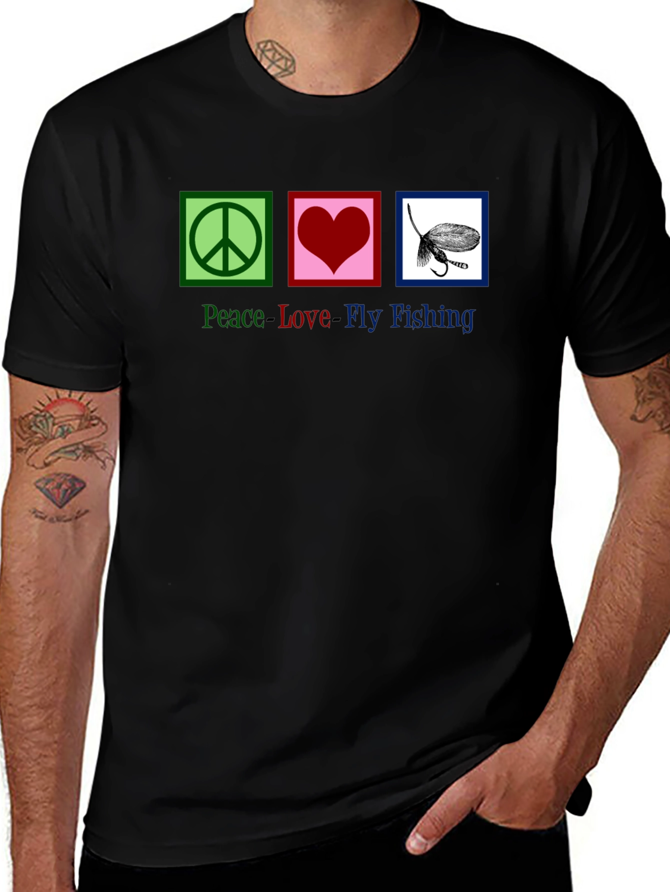 Peace Love Fly Fishing Graphic T-Shirt