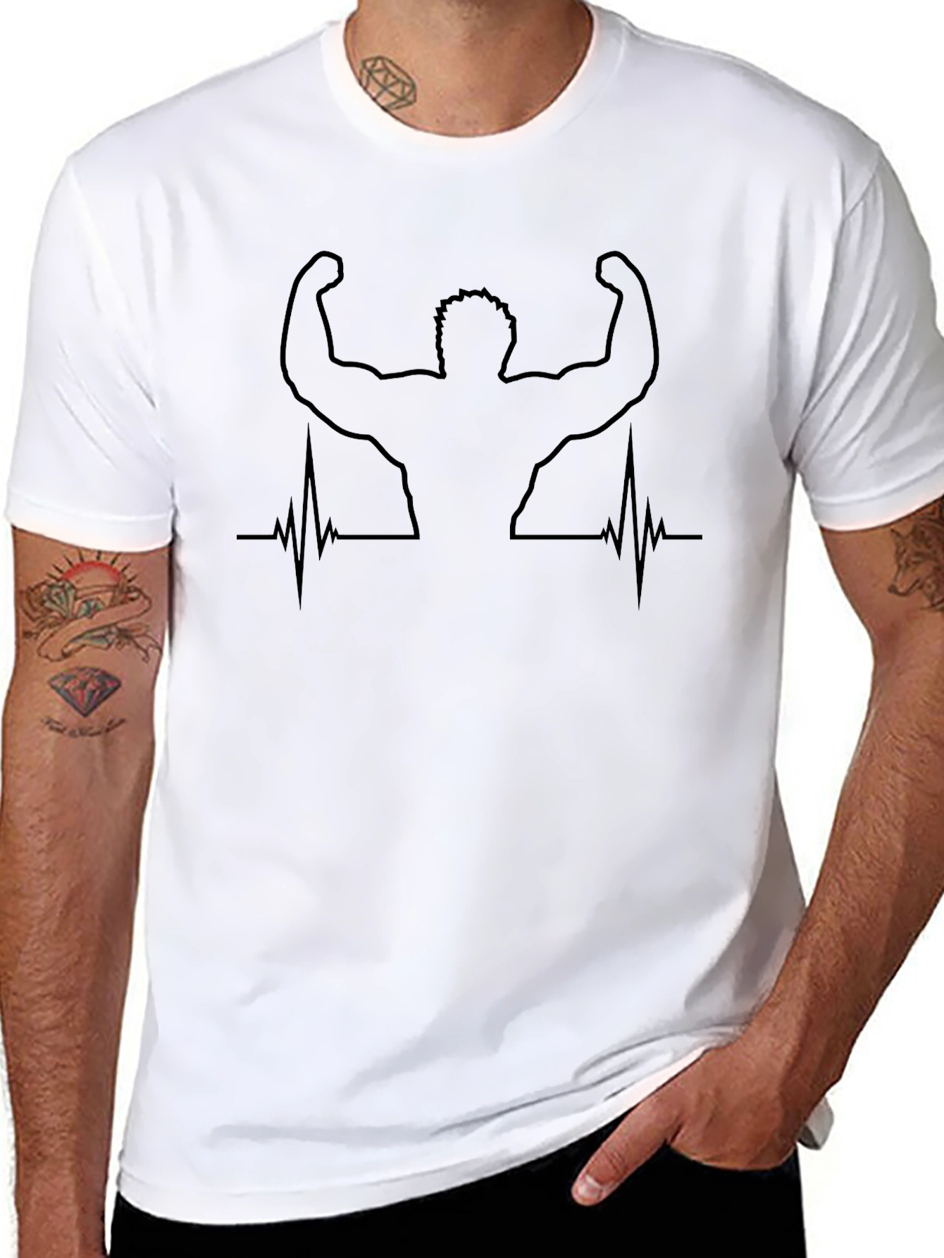 Gym Heartbeat Graphic Tee - Black Fitness Shirt