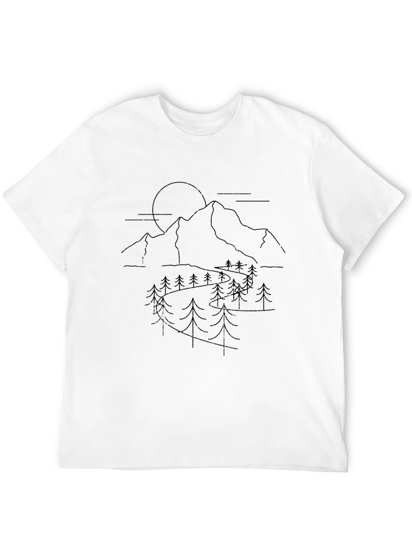 Mountain & Forest Graphic Tee - Black Cotton