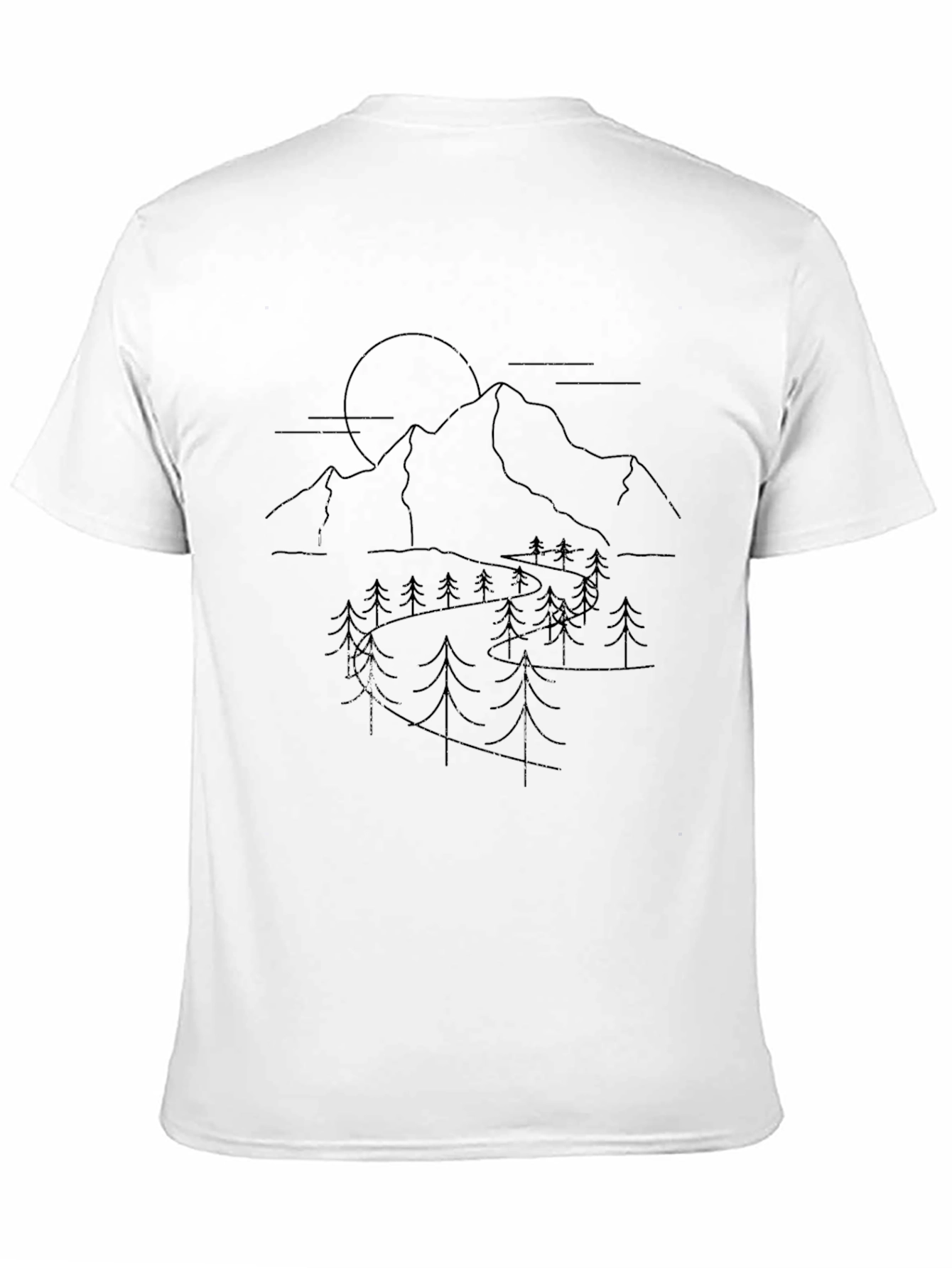 Mountain & Forest Graphic Tee - Black Cotton