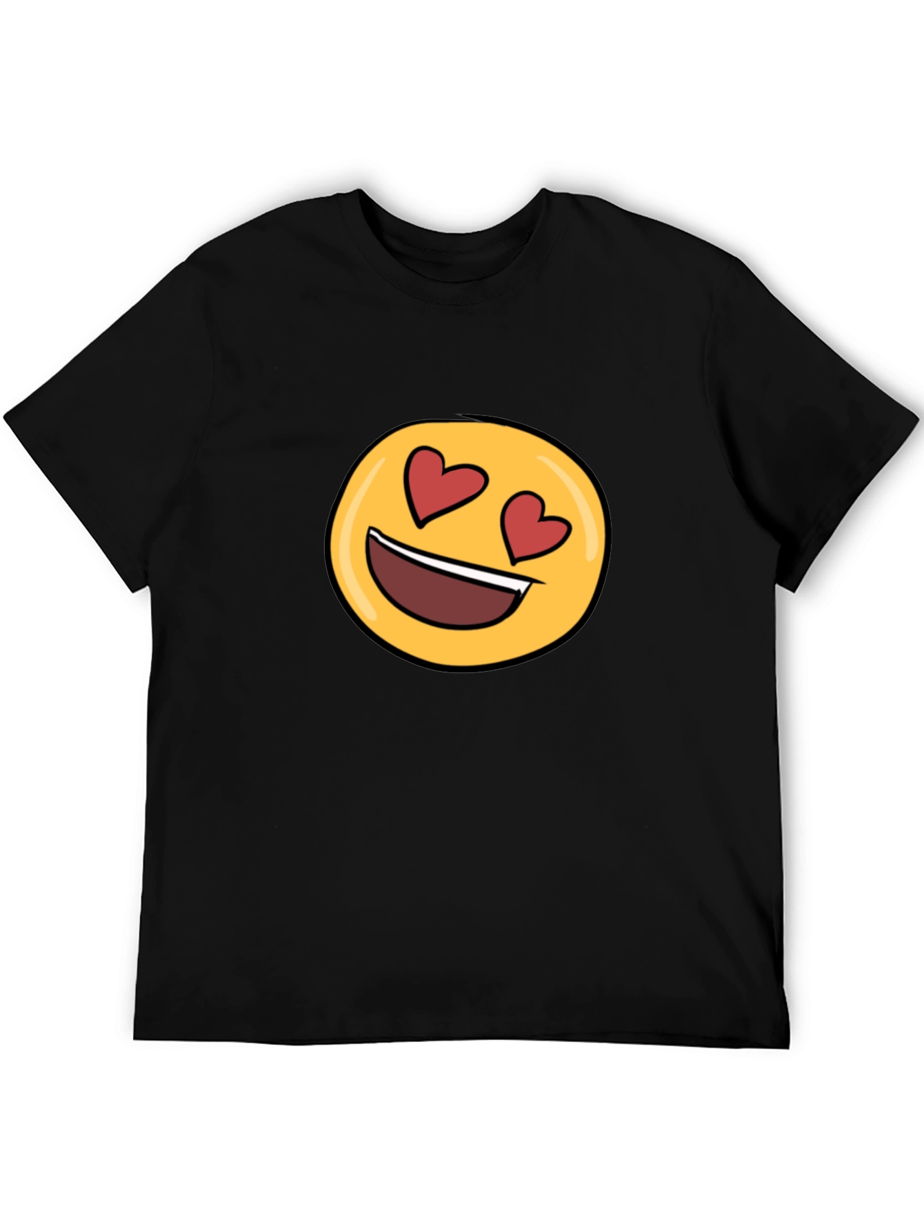 Emoji Heart Eyes Black T-Shirt - Express Your Love!