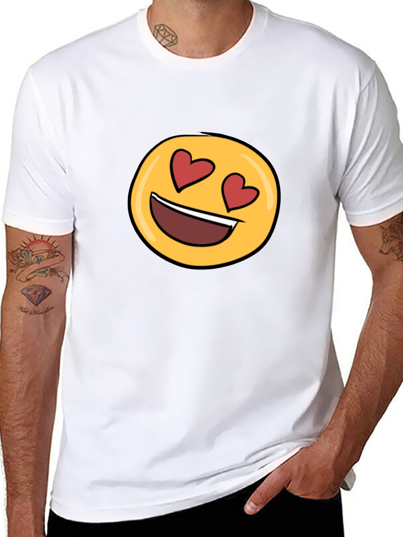 Emoji Heart Eyes Black T-Shirt - Express Your Love!