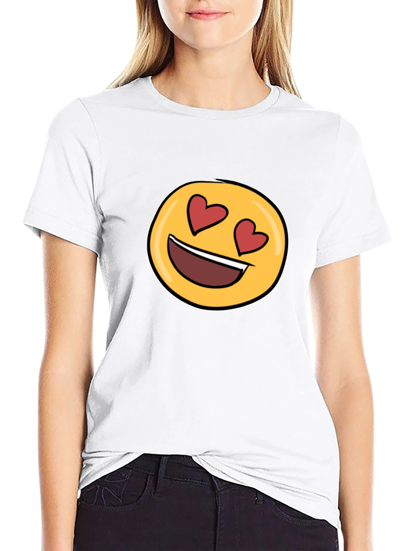 Emoji Heart Eyes Black T-Shirt - Express Your Love!