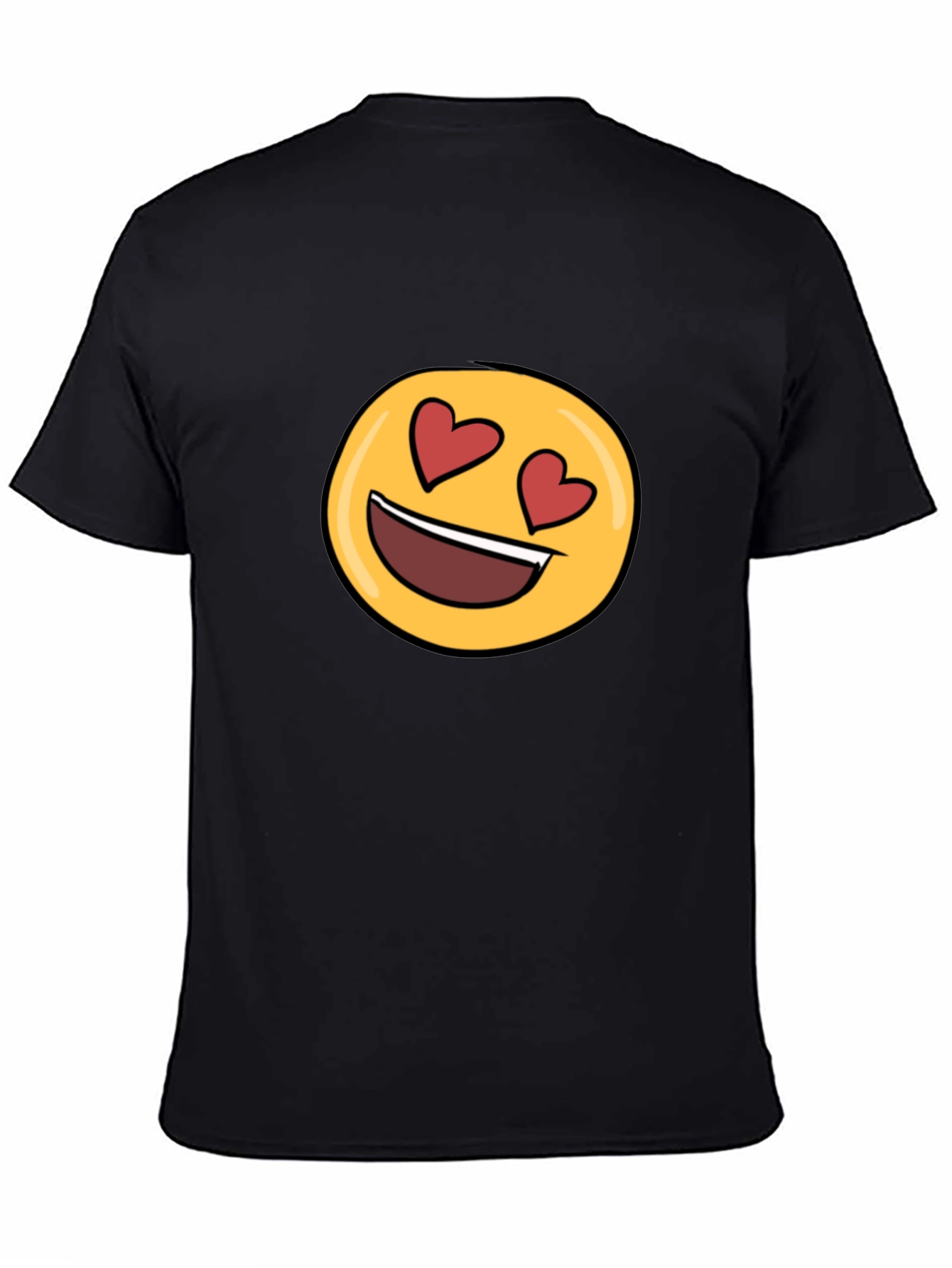 Emoji Heart Eyes Black T-Shirt - Express Your Love!