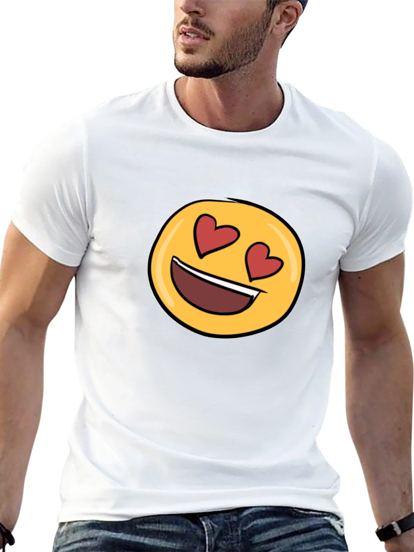 Emoji Heart Eyes Black T-Shirt - Express Your Love!