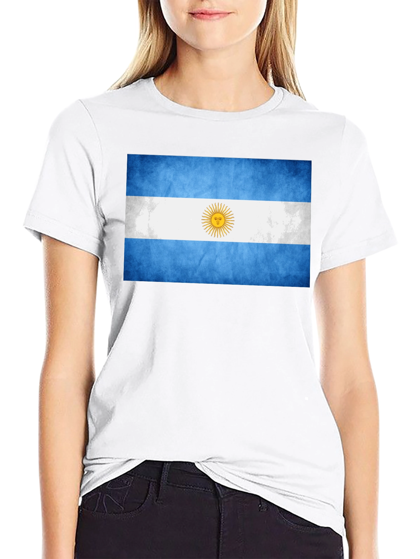 Argentina Flag Graphic Tee - Black Cotton T-Shirt