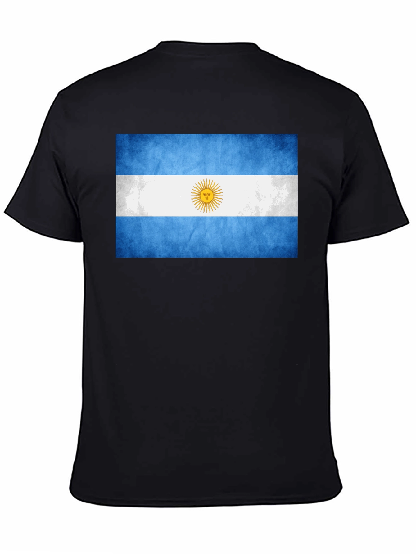 Argentina Flag Graphic Tee - Black Cotton T-Shirt
