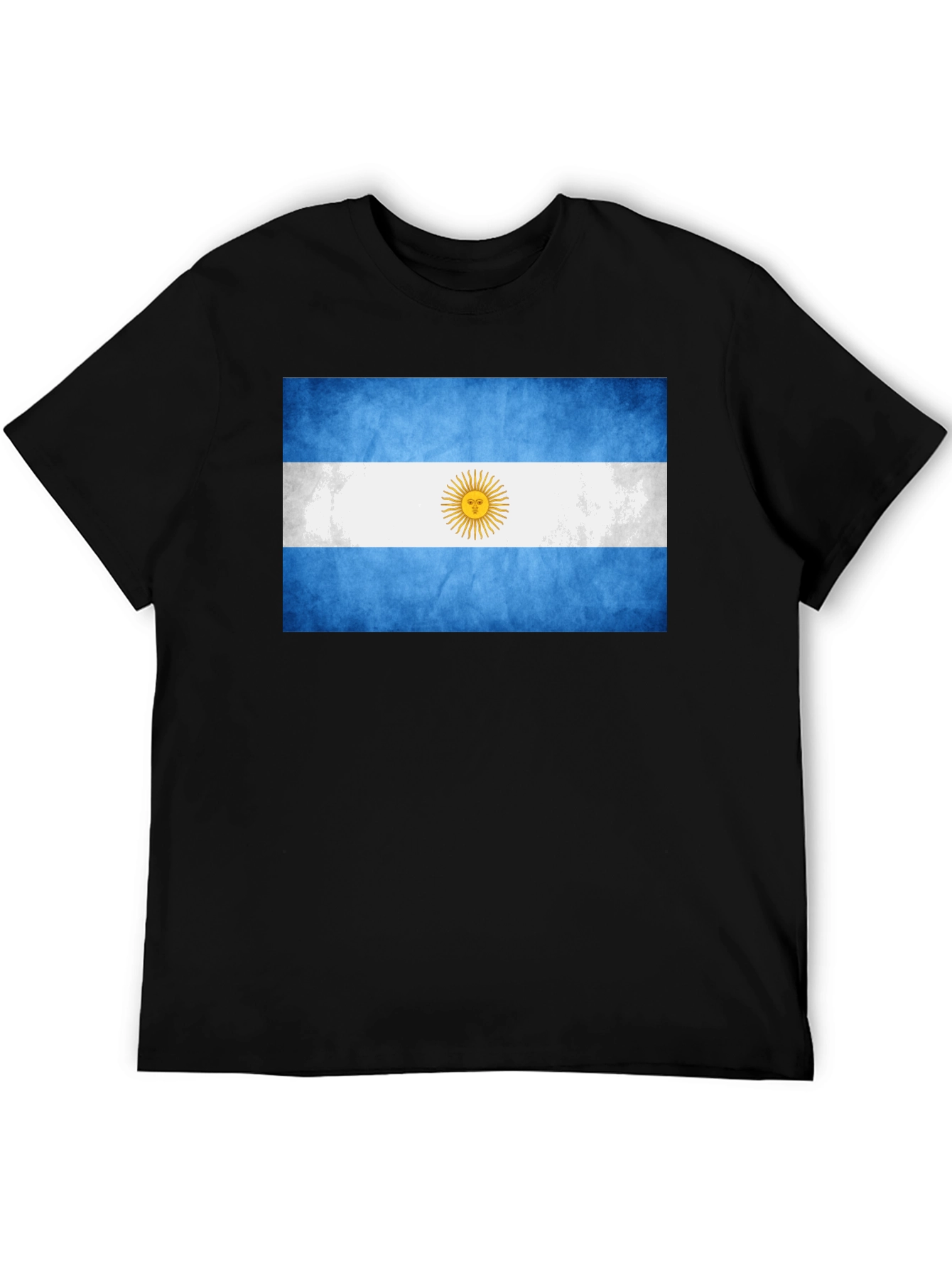 Argentina Flag Graphic Tee - Black Cotton T-Shirt