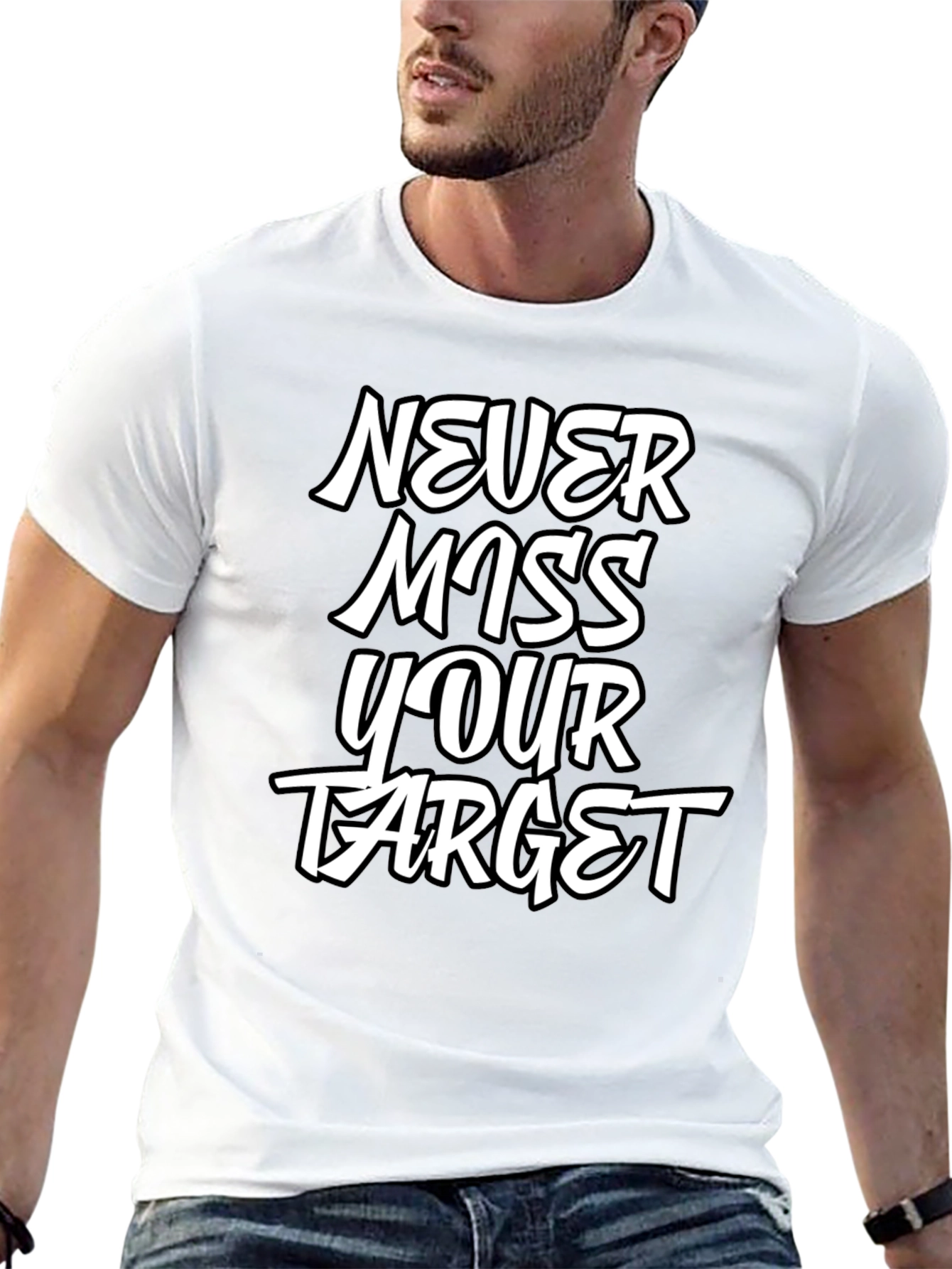 Never Miss Your Target Graphic Tee - Bold Black