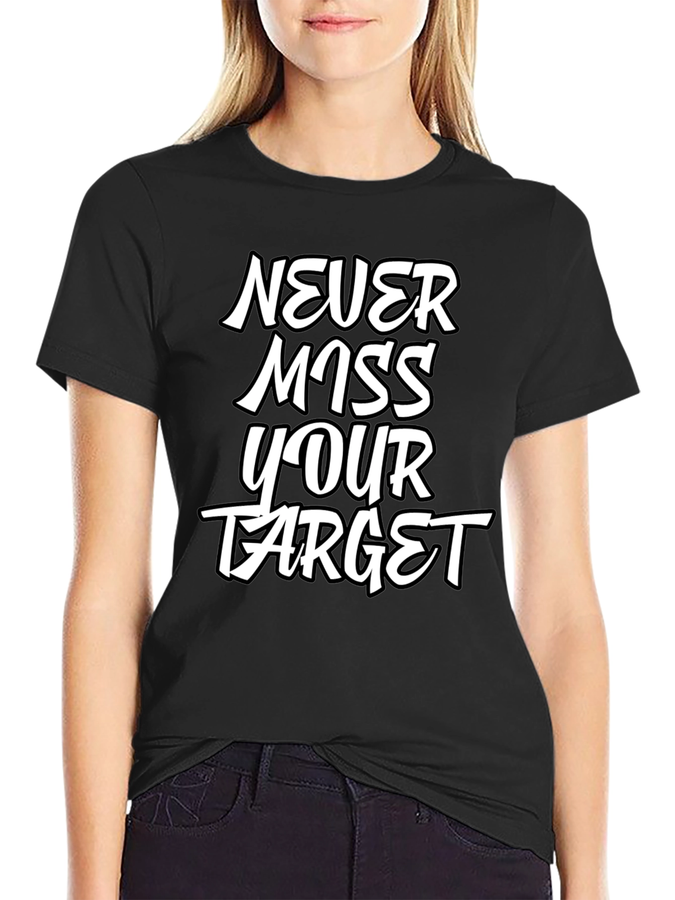 Never Miss Your Target Graphic Tee - Bold Black