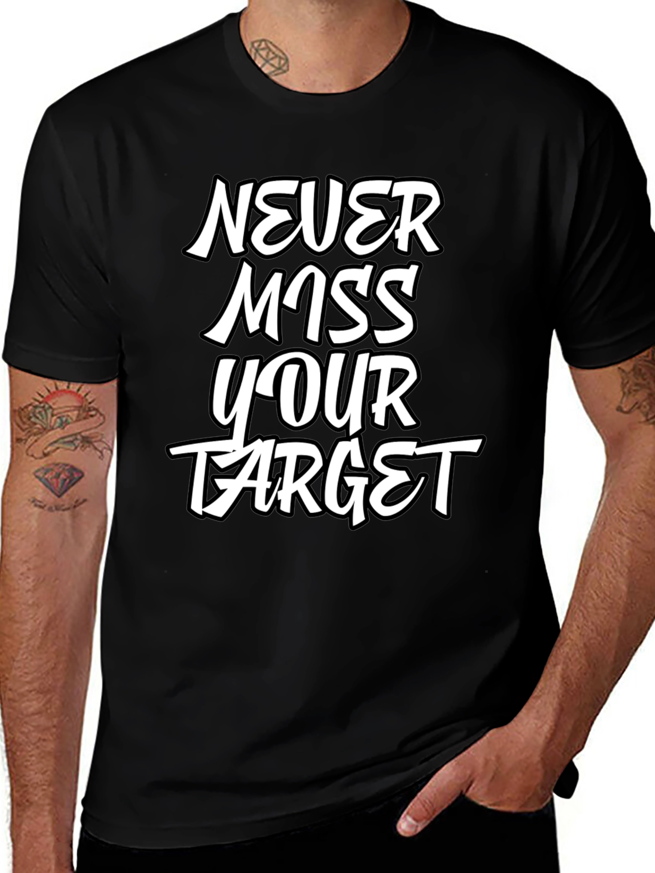 Never Miss Your Target Graphic Tee - Bold Black