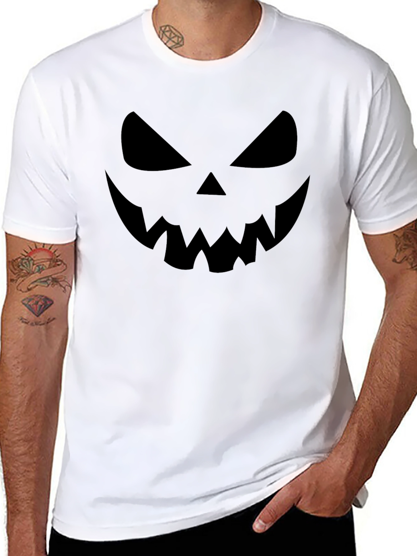 Spooky Black Halloween Pumpkin Face Graphic Tee