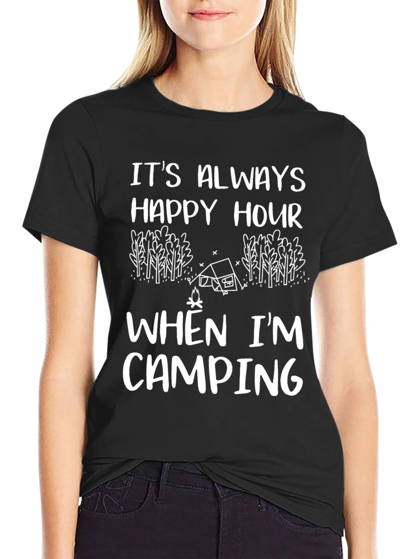 Happy Hour Camping Black T-Shirt
