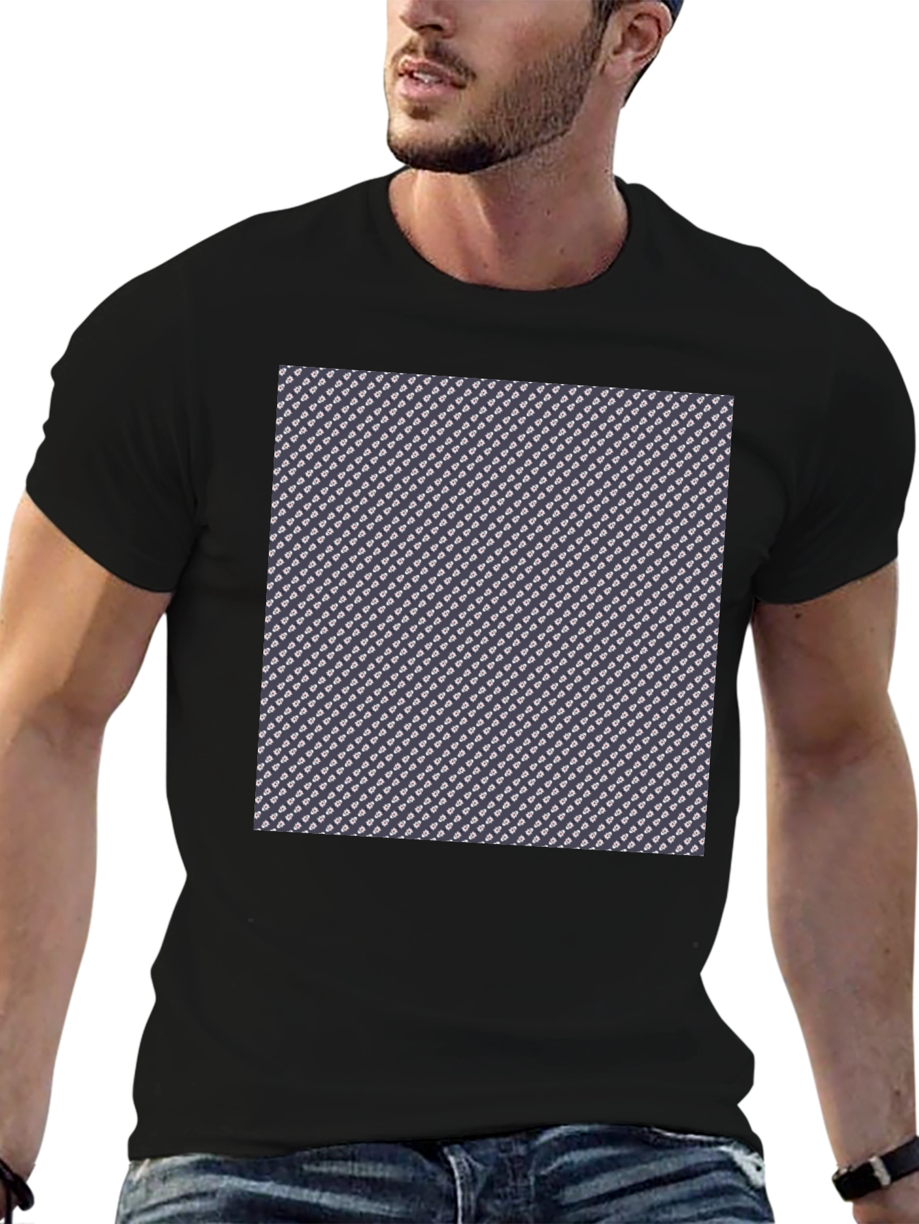 Patterned Print Crew Neck T-Shirt