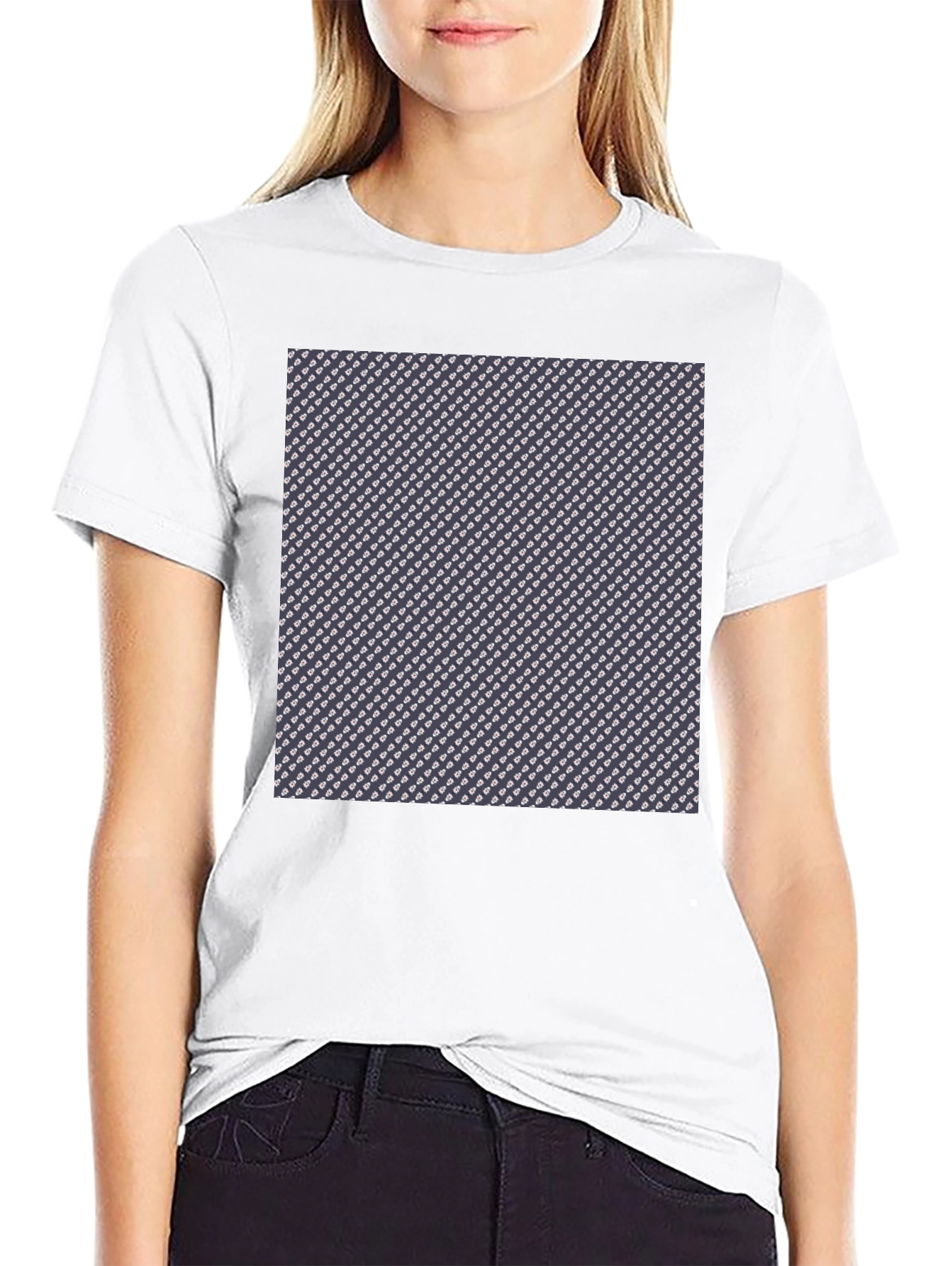 Patterned Print Crew Neck T-Shirt