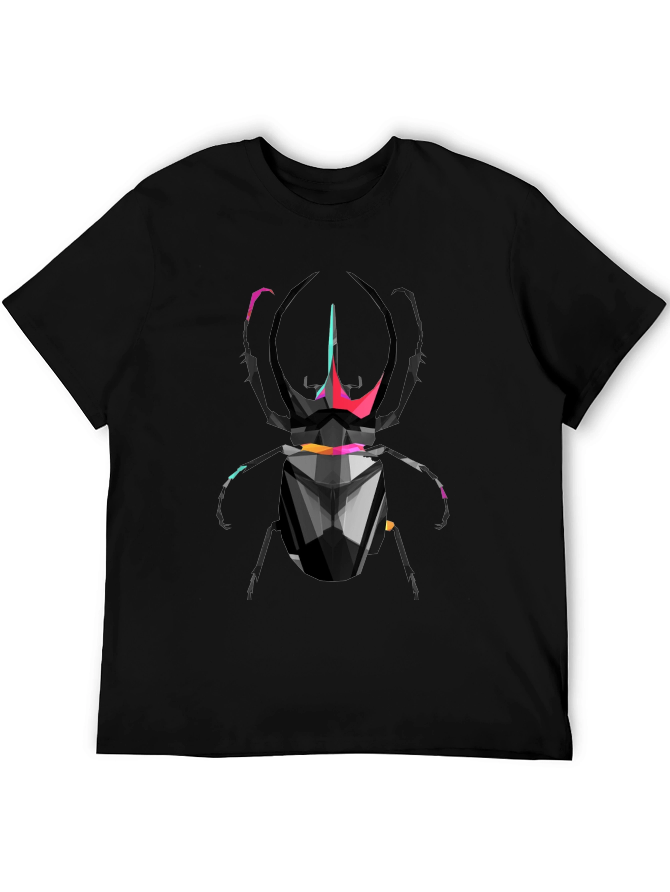 Geometric Scarab Beetle Graphic T-Shirt - Black